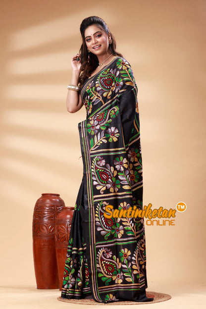 Bangalore Silk Kantha Stitch Saree SN202525377