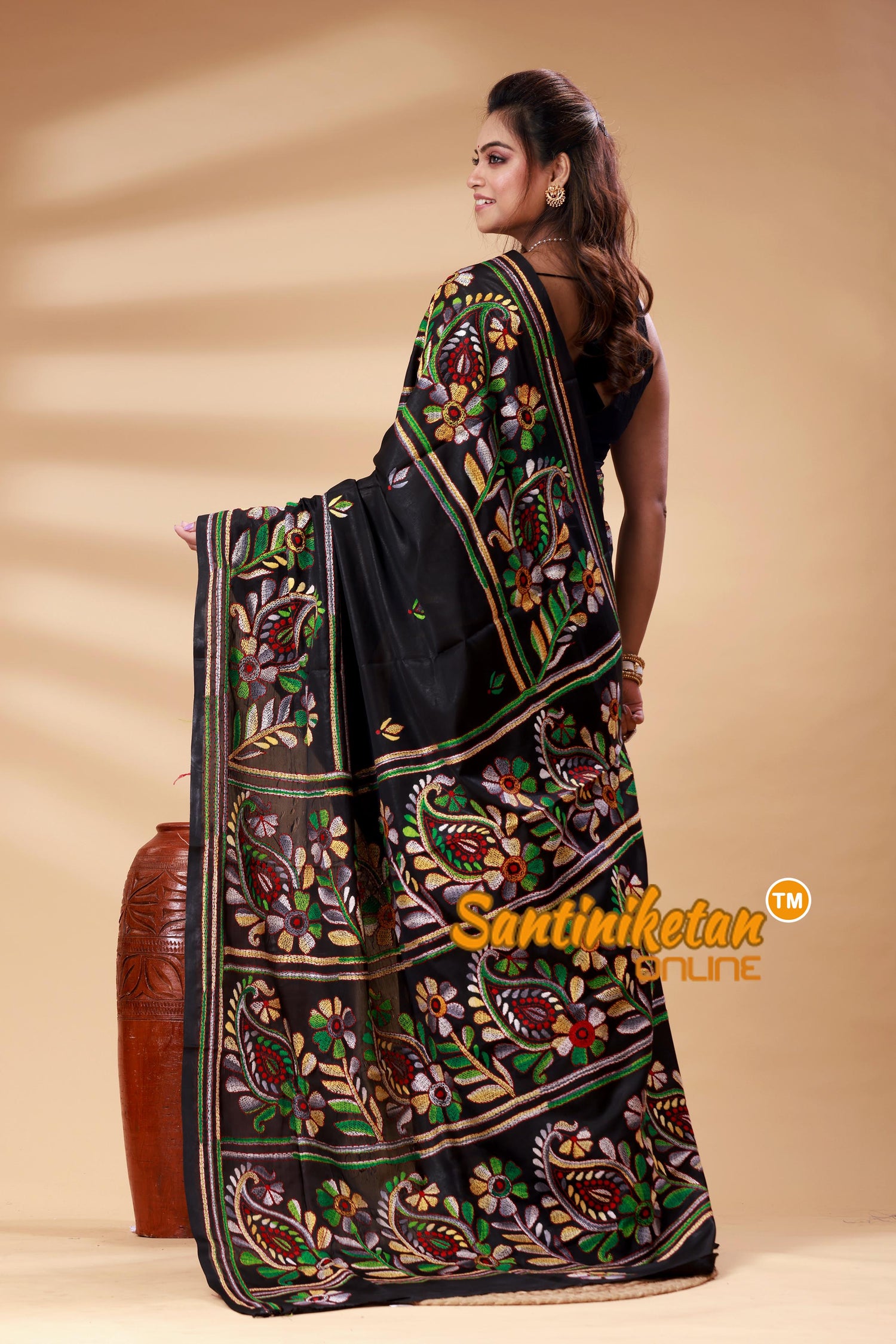 Bangalore Silk Kantha Stitch Saree SN202525377