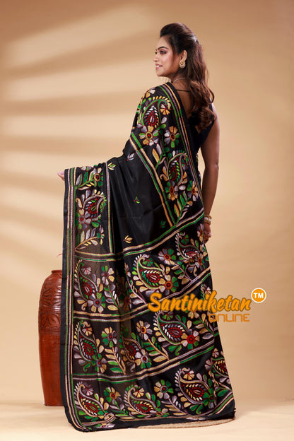 Bangalore Silk Kantha Stitch Saree SN202525377