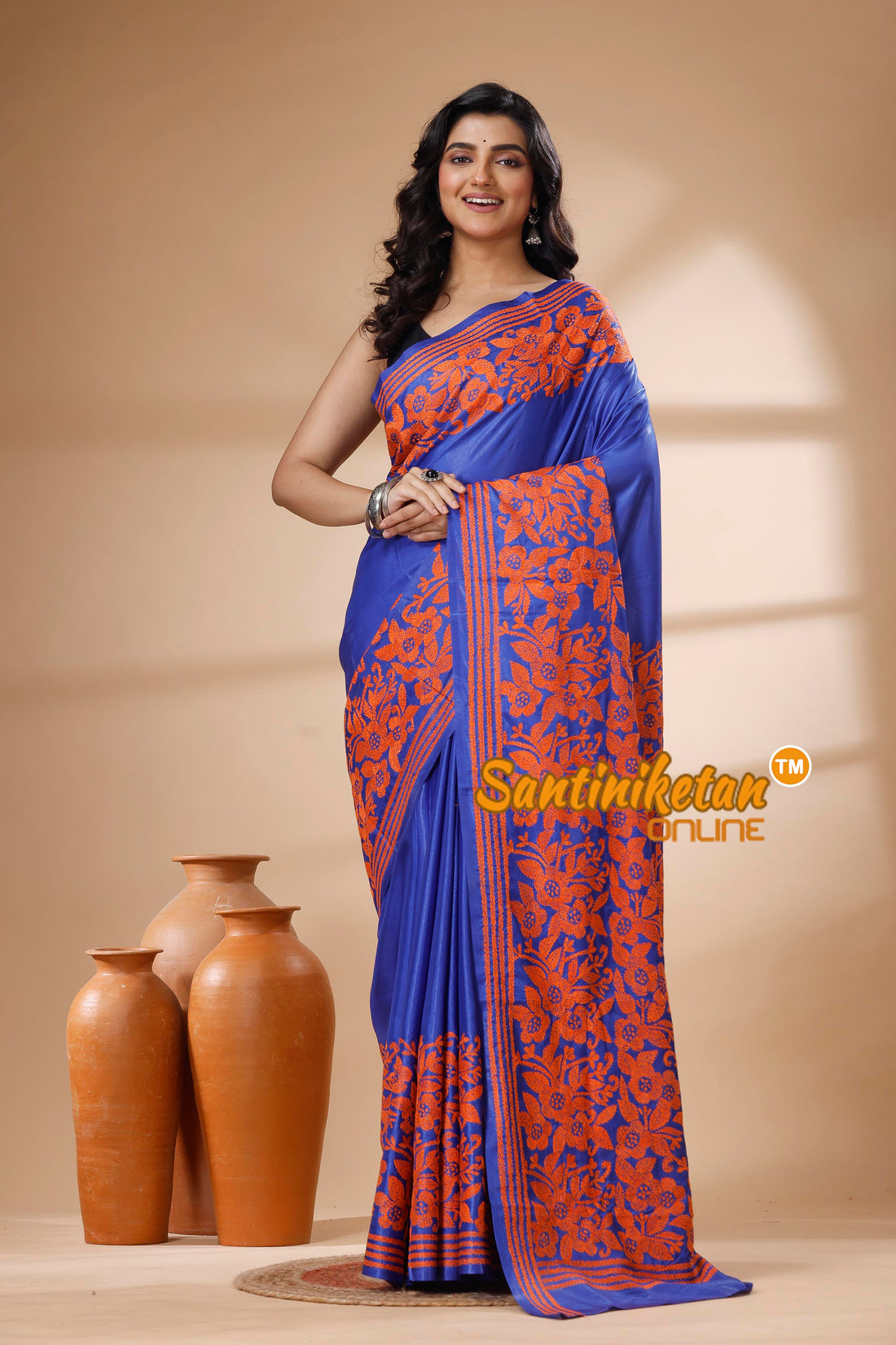Bangalore Silk Kantha Stitch Saree SN202625425