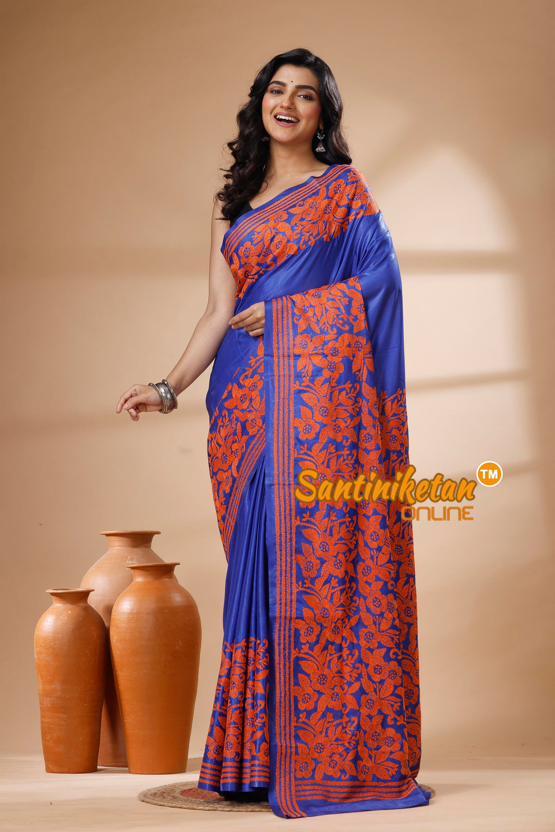 Bangalore Silk Kantha Stitch Saree SN202625425