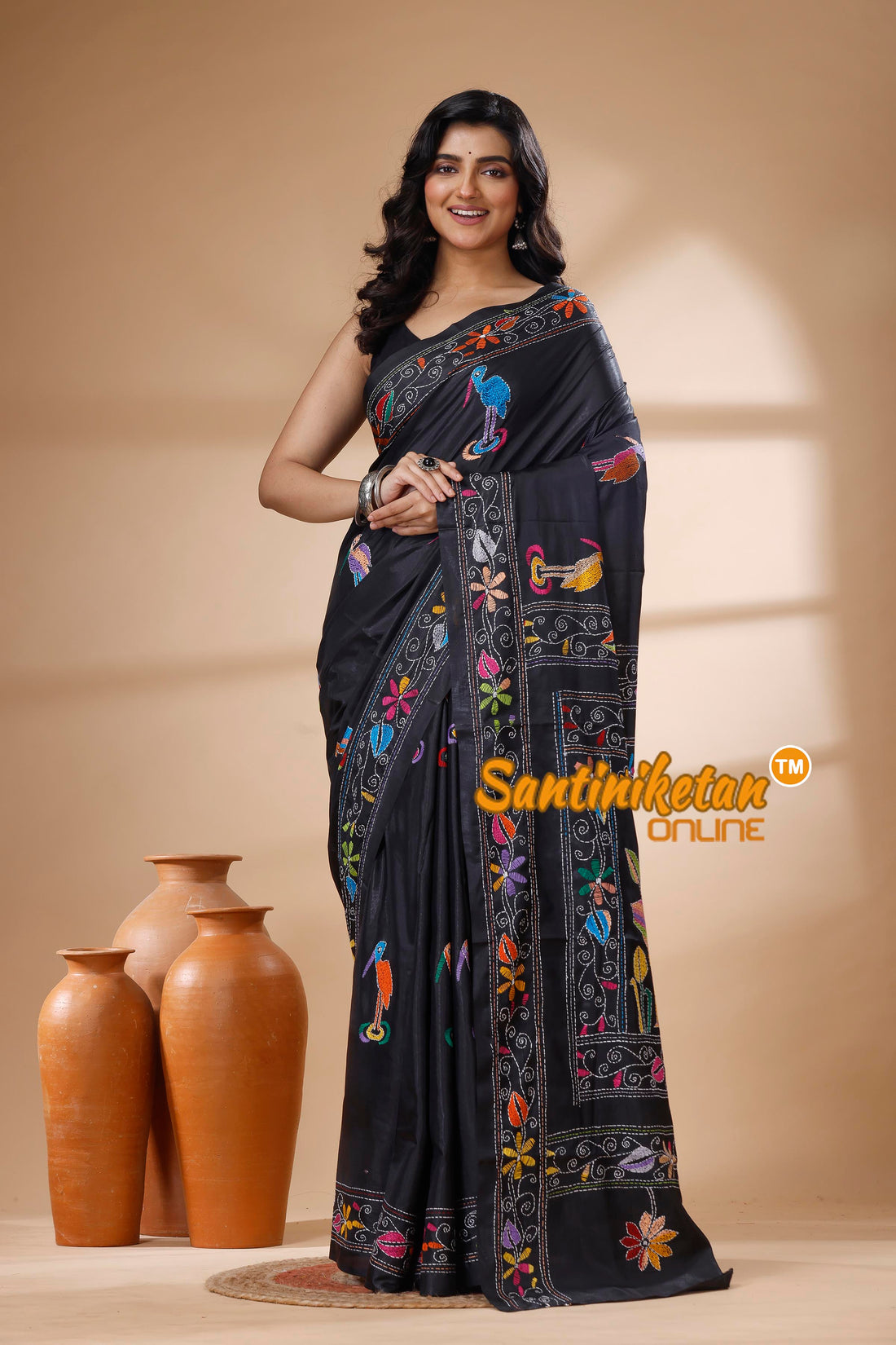 Bangalore Silk Kantha Stitch Saree SN202625442
