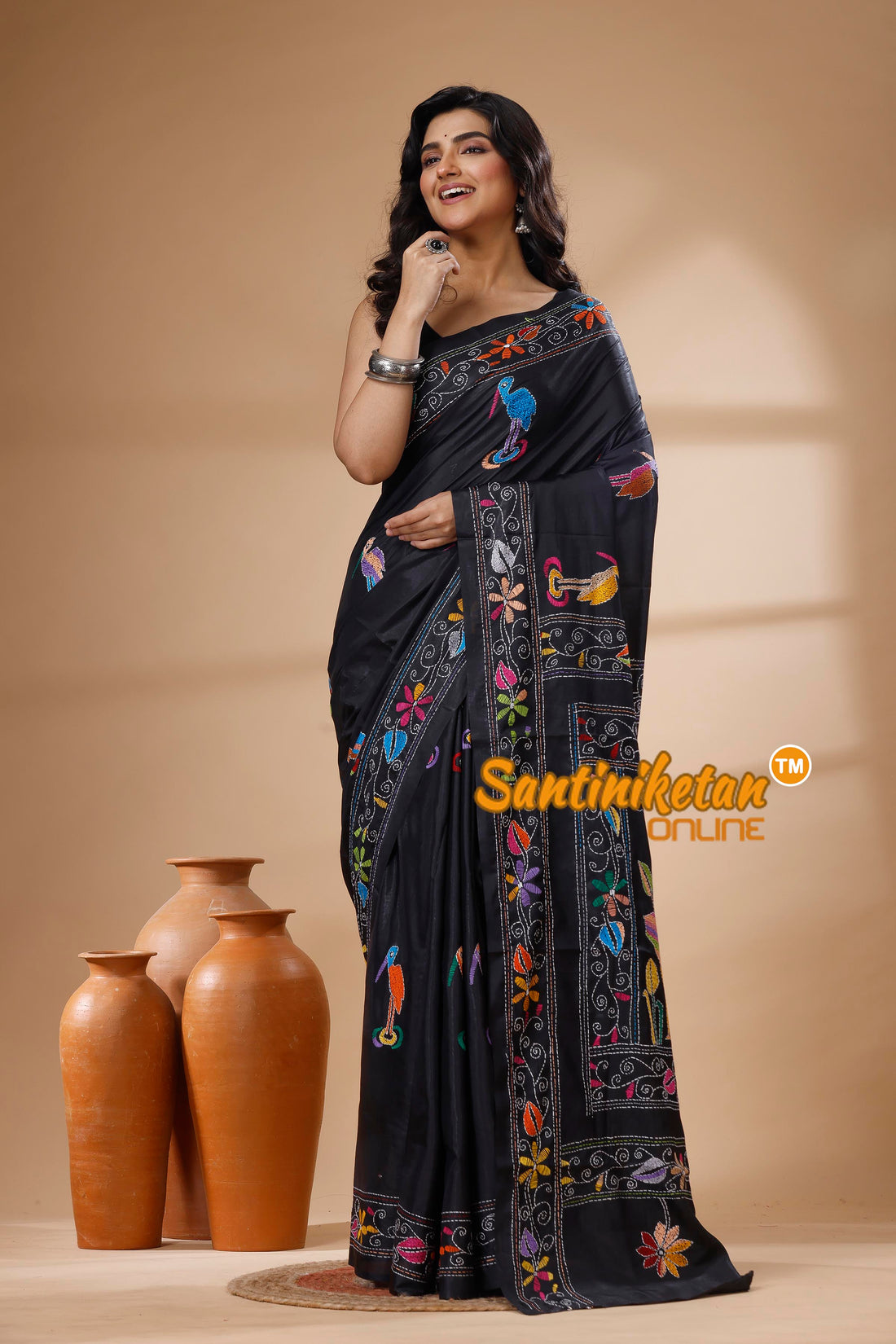 Bangalore Silk Kantha Stitch Saree SN202625442