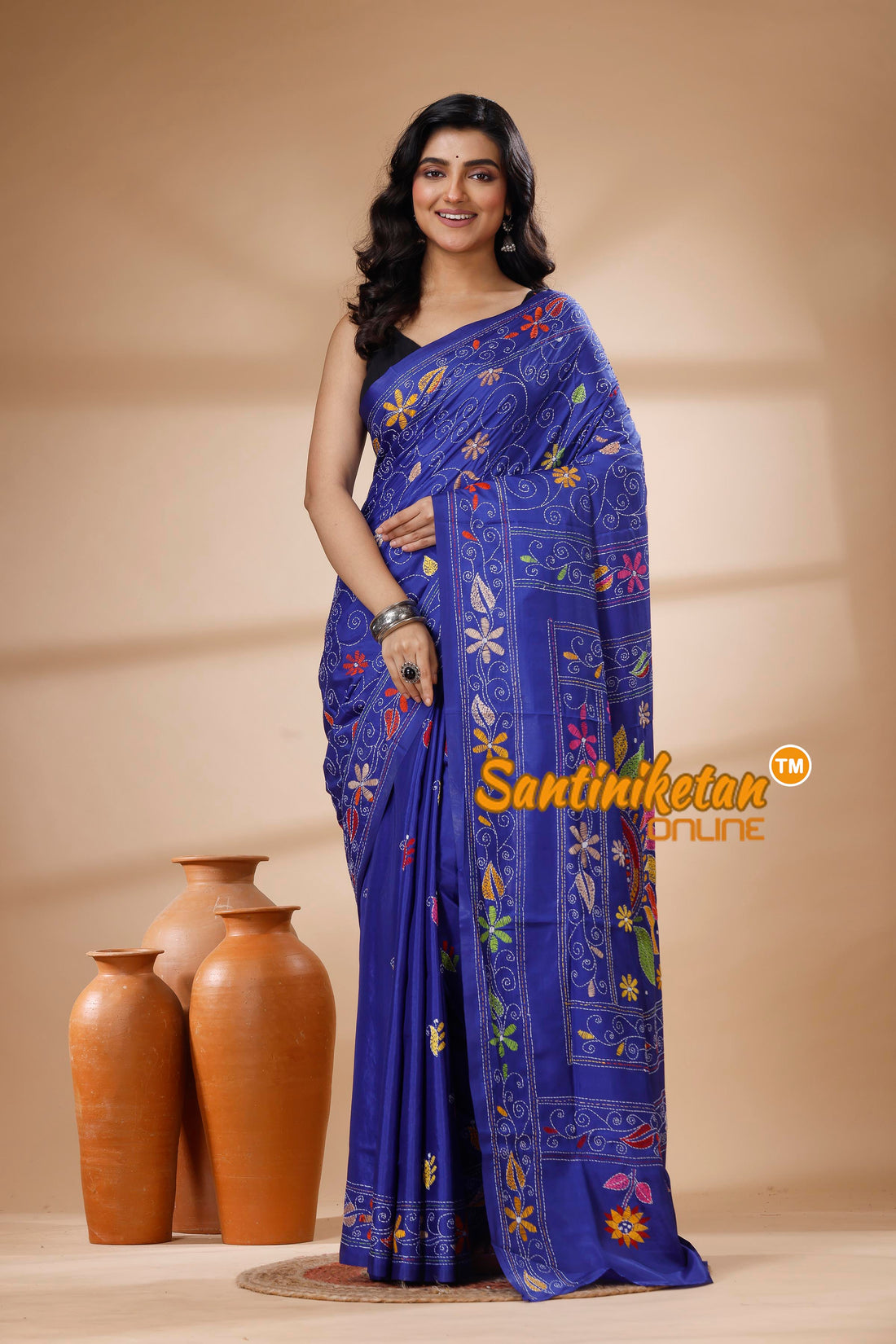 Bangalore Silk Kantha Stitch Saree SN202625488