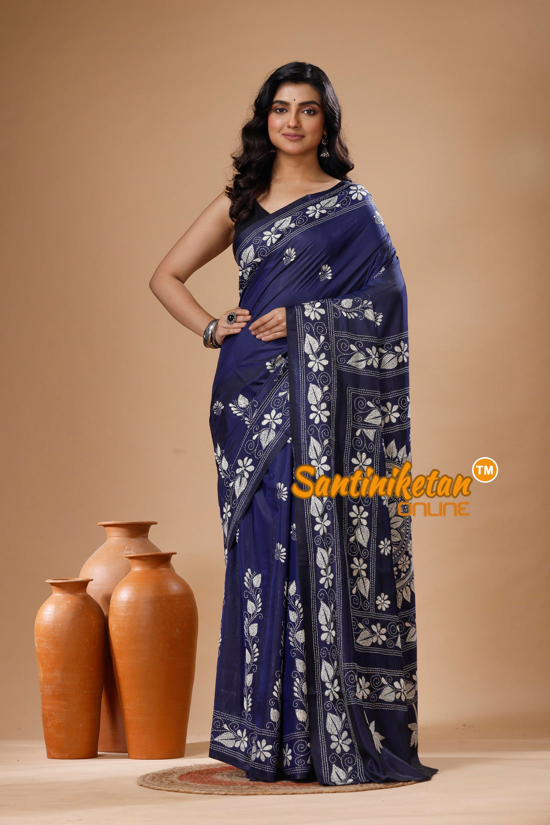 Bangalore Silk Kantha Stitch Saree SN202625494