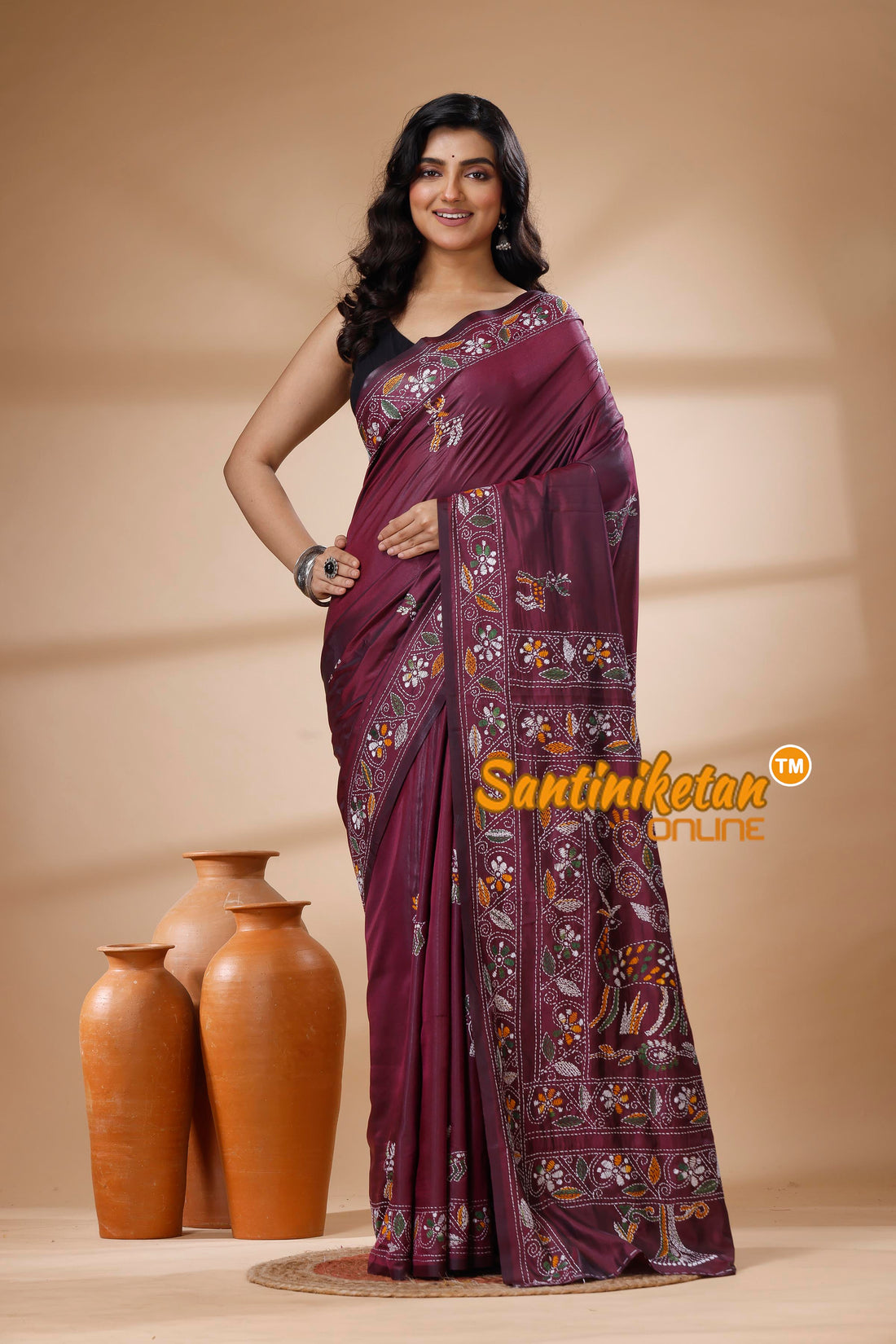 Bangalore Silk Kantha Stitch Saree SN202625501