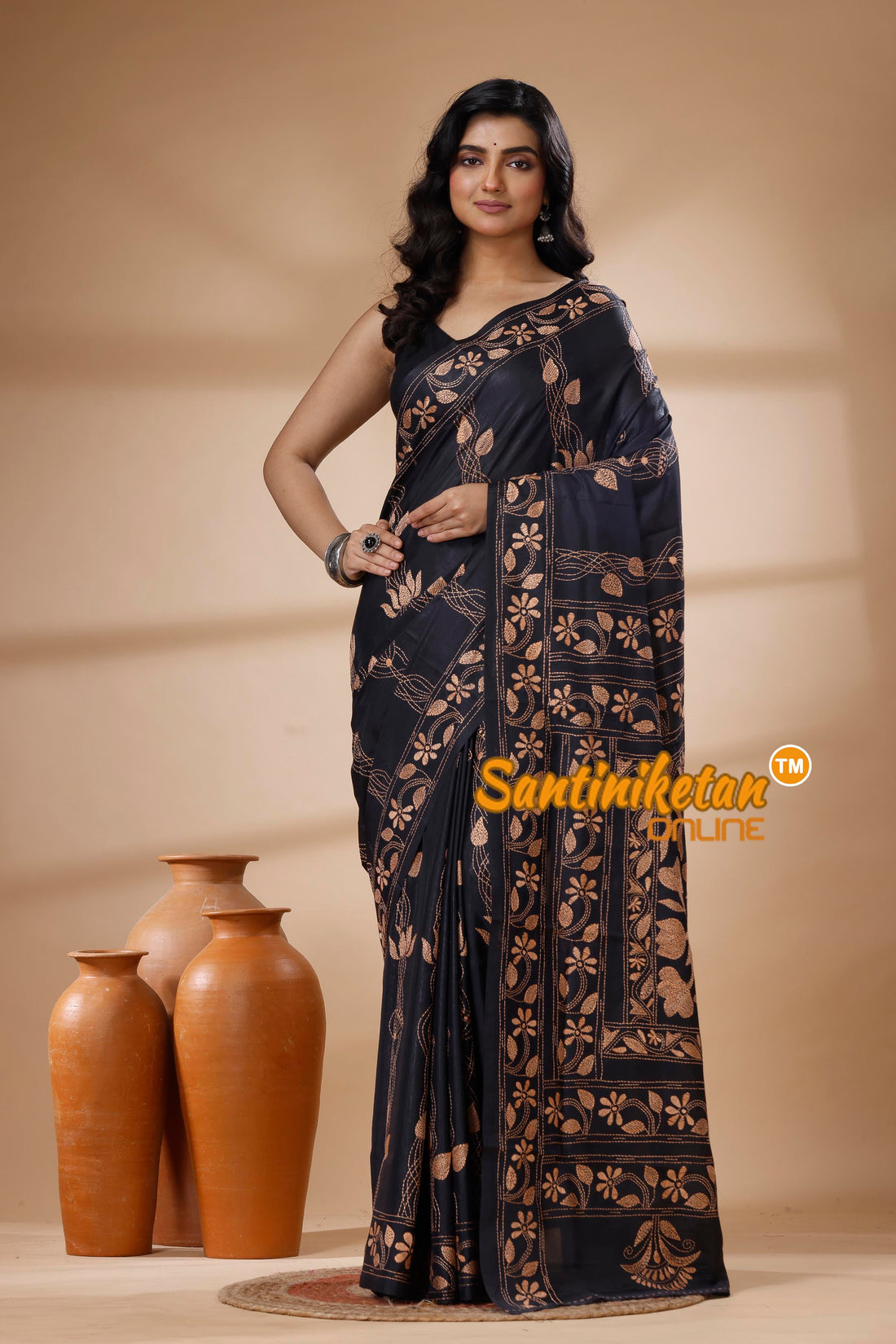 Bangalore Silk Kantha Stitch Saree SN202625516