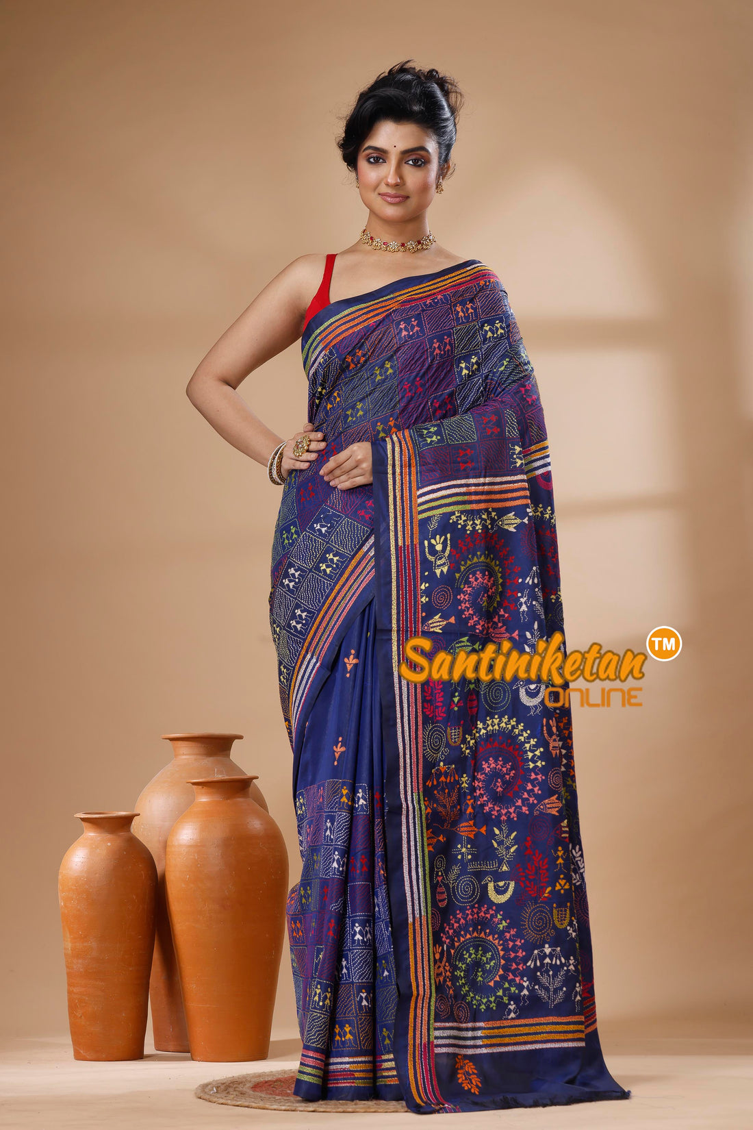 Bangalore Silk Kantha Stitch Saree SN202625564