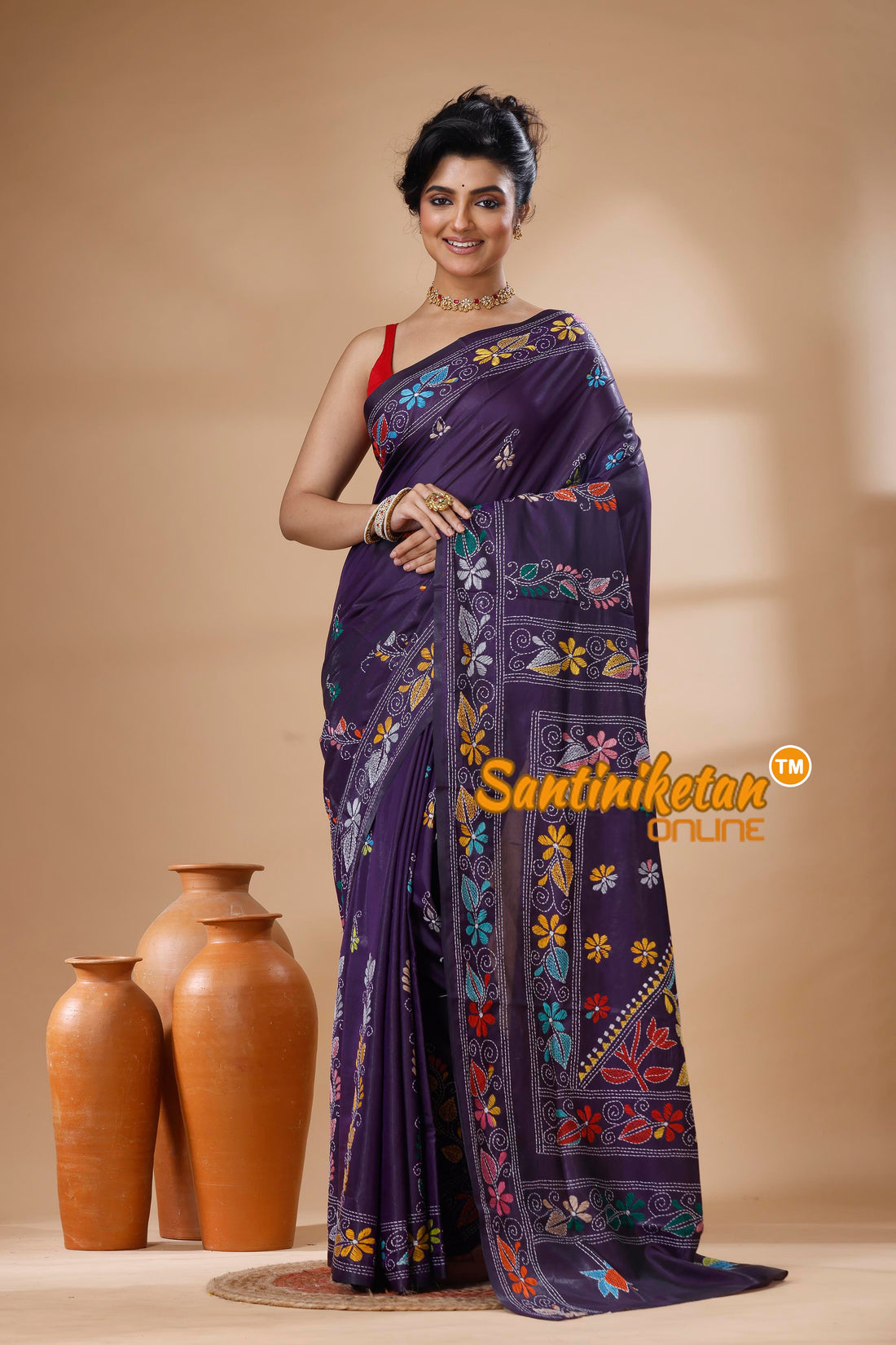 Bangalore Silk Kantha Stitch Saree SN202625607