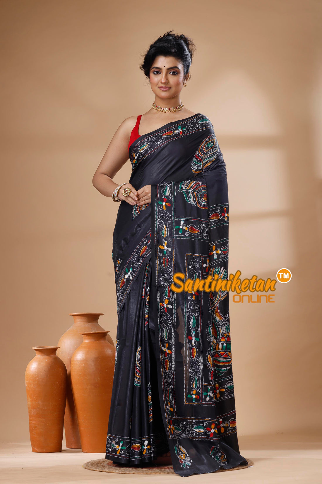Bangalore Silk Kantha Stitch Saree SN202625619