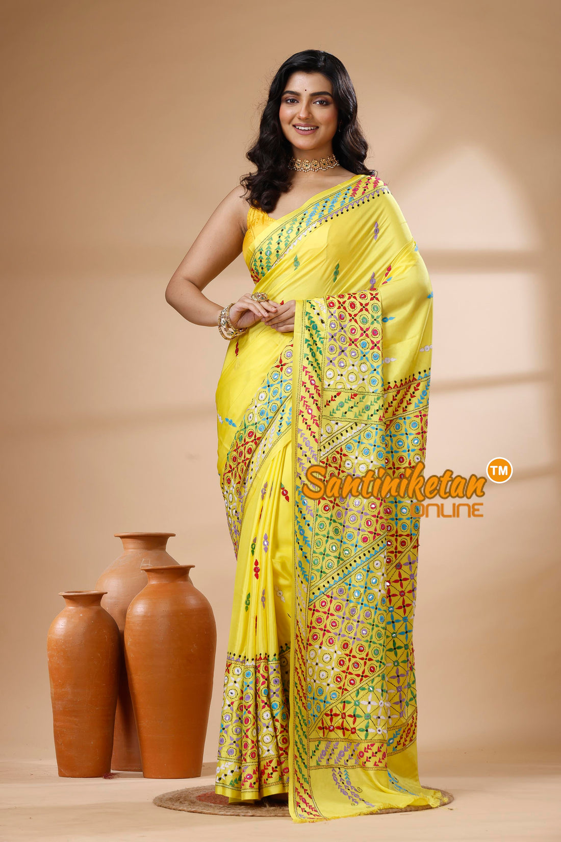 Bangalore Silk Kantha Stitch Saree SN202625855