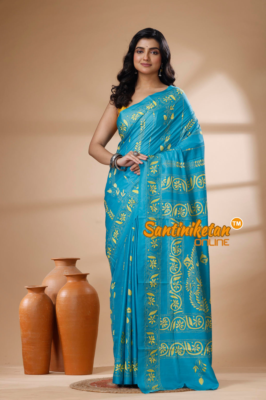 Bangalore Silk Kantha Stitch Saree SN202625861