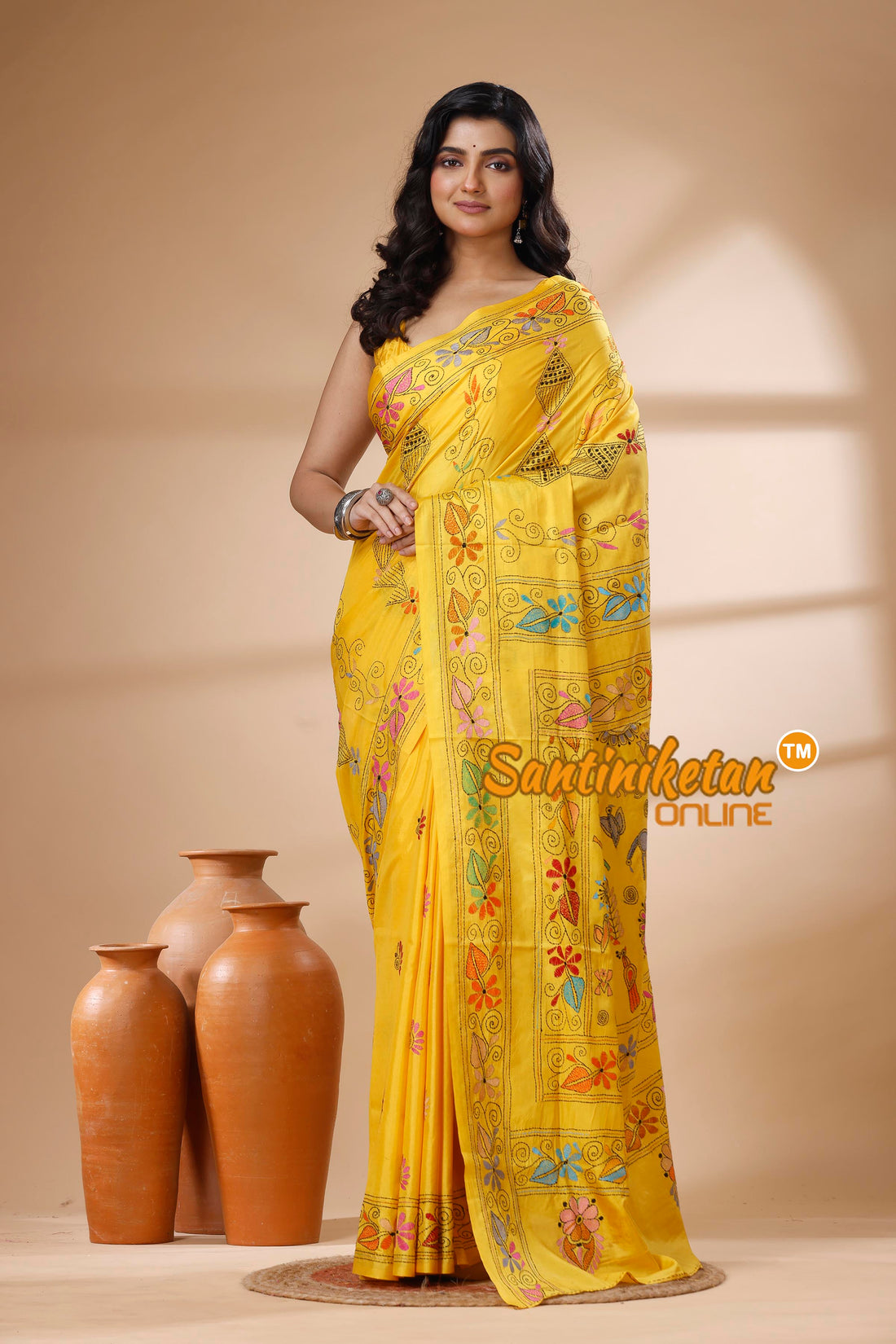 Bangalore Silk Kantha Stitch Saree SN202625897