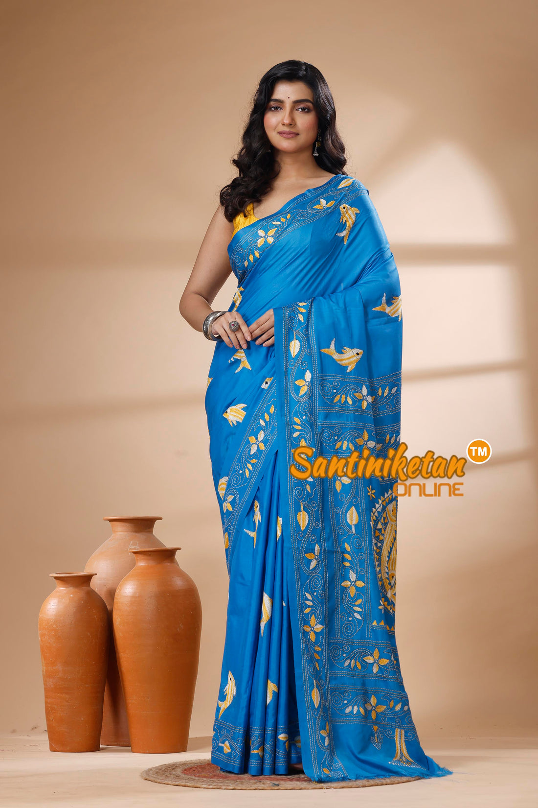 Bangalore Silk Kantha Stitch Saree SN202625909