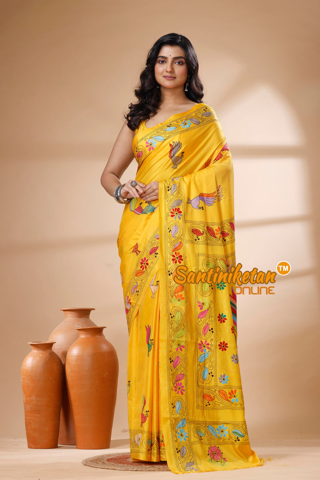Bangalore Silk Kantha Stitch Saree SN202625959