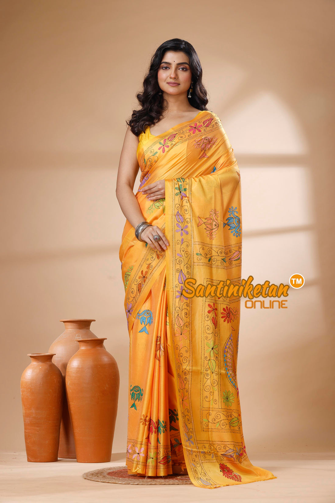 Bangalore Silk Kantha Stitch Saree SN202625965