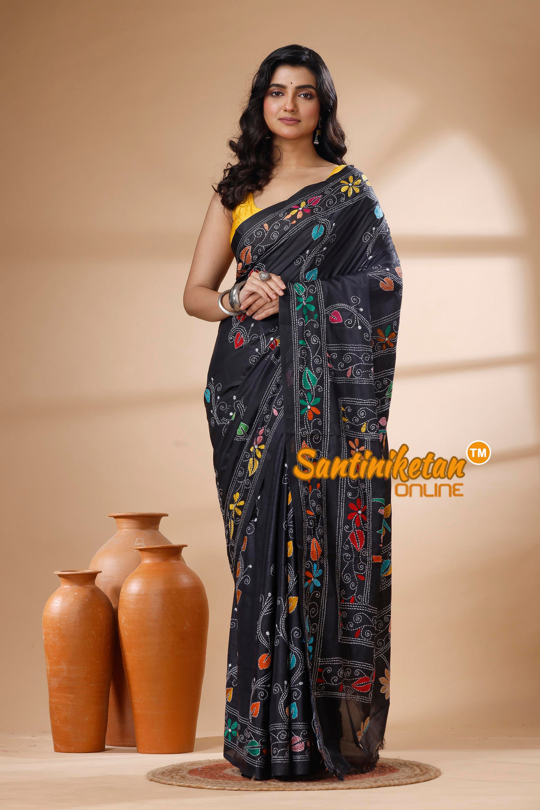 Bangalore Silk Kantha Stitch Saree SN202625977