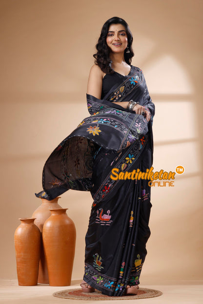 Bangalore Silk Kantha Stitch Saree SN202625983