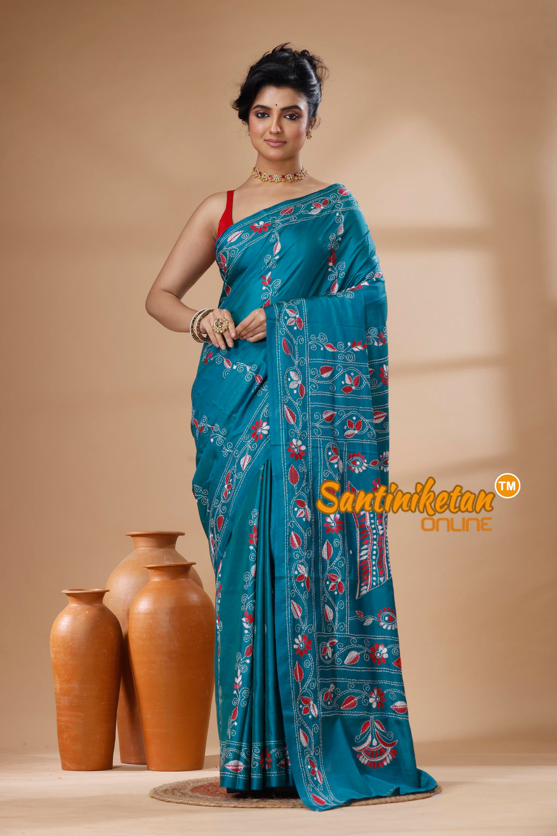 Bangalore Silk Kantha Stitch Saree SN202626018