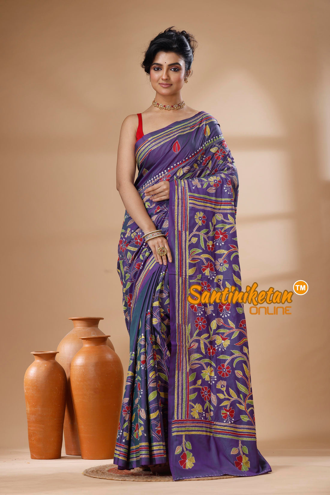Bangalore Silk Kantha Stitch Saree SN202626030