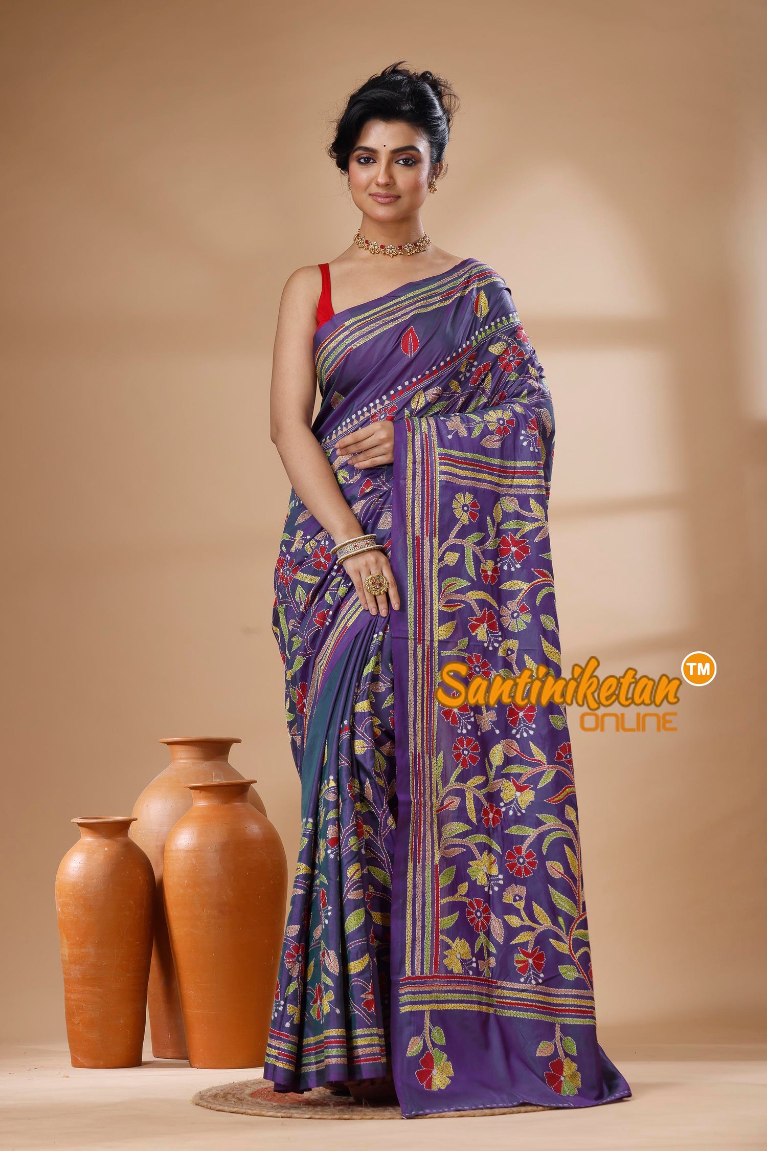 Bangalore Silk Kantha Stitch Saree SN202626030