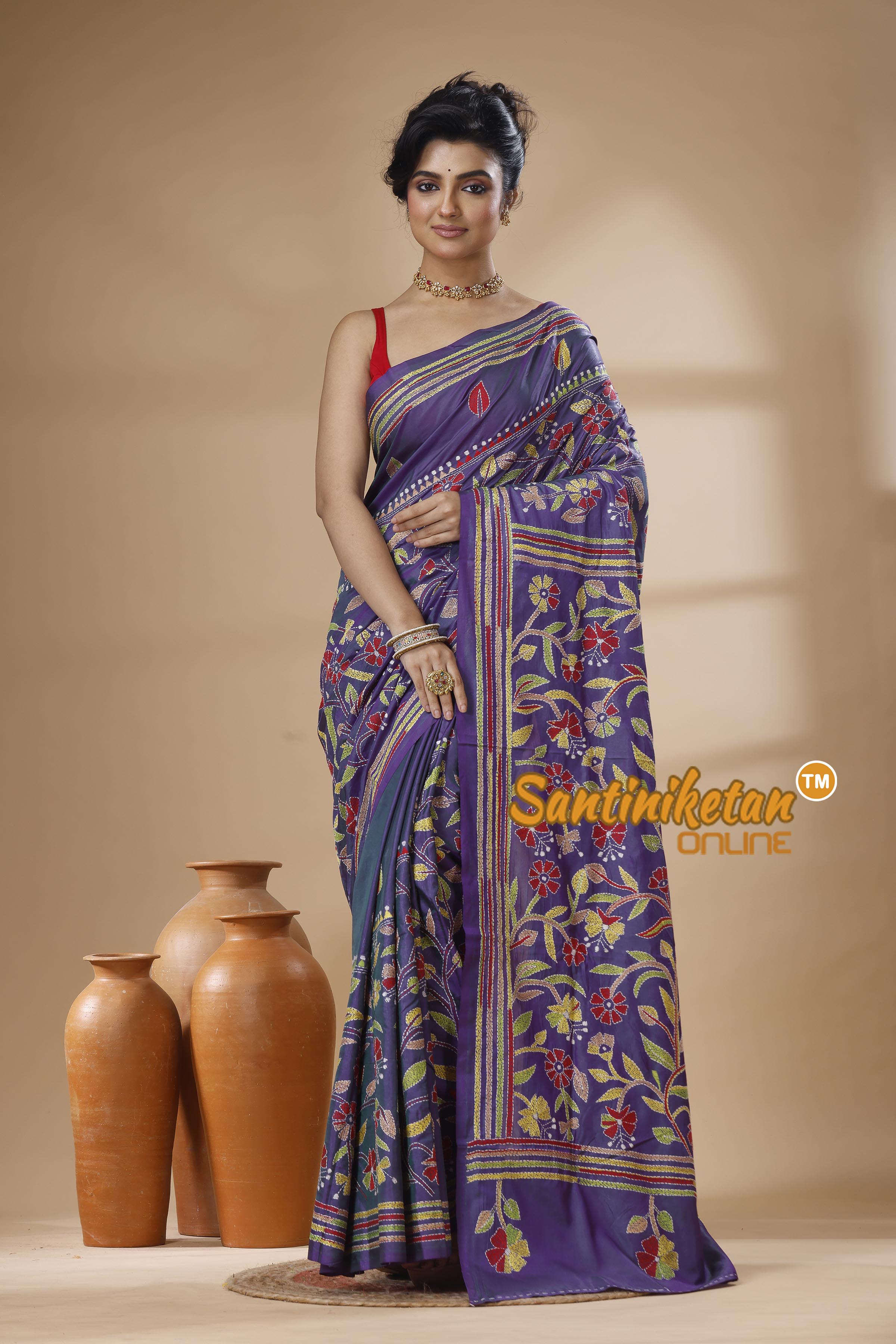 Bangalore Silk Kantha Stitch Saree SN202626030