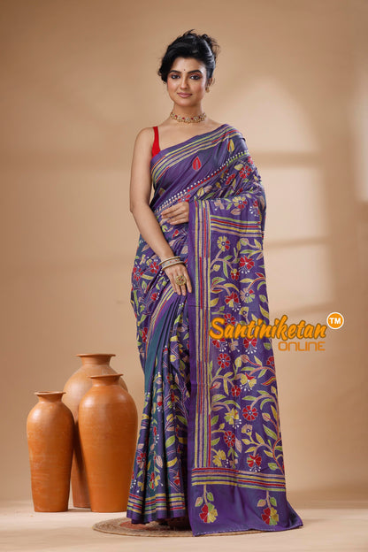 Bangalore Silk Kantha Stitch Saree SN202626030