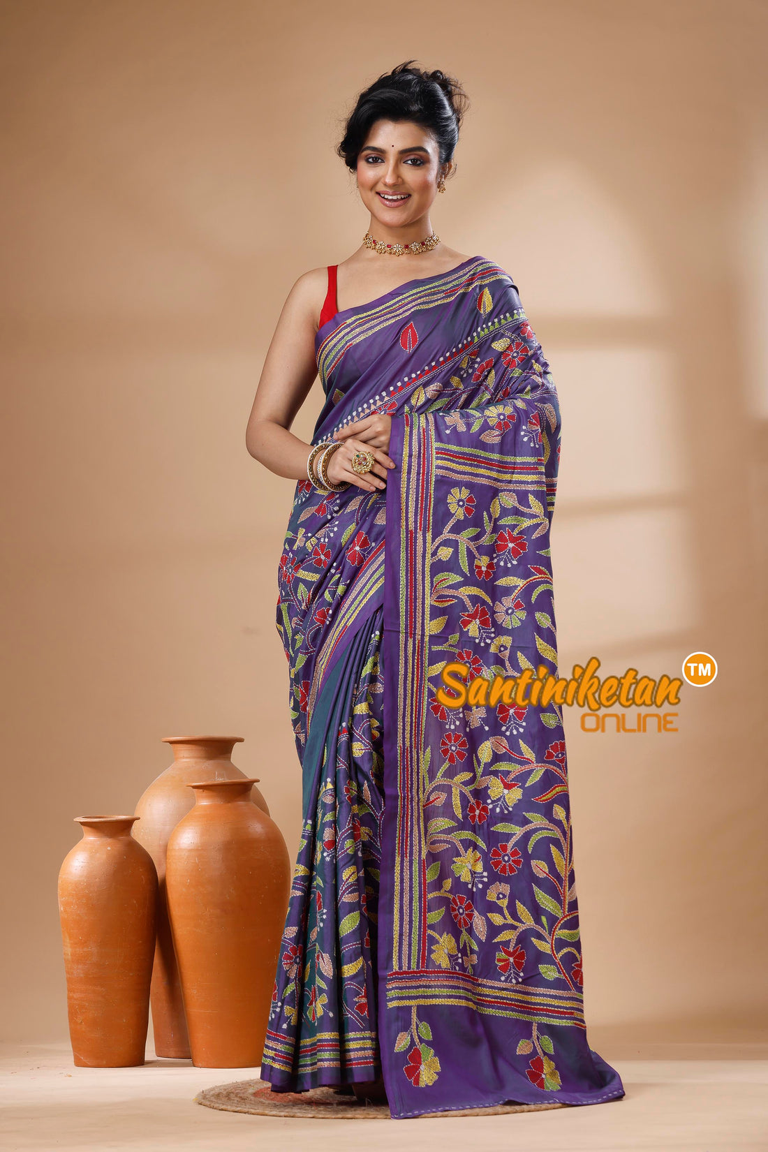 Bangalore Silk Kantha Stitch Saree SN202626030
