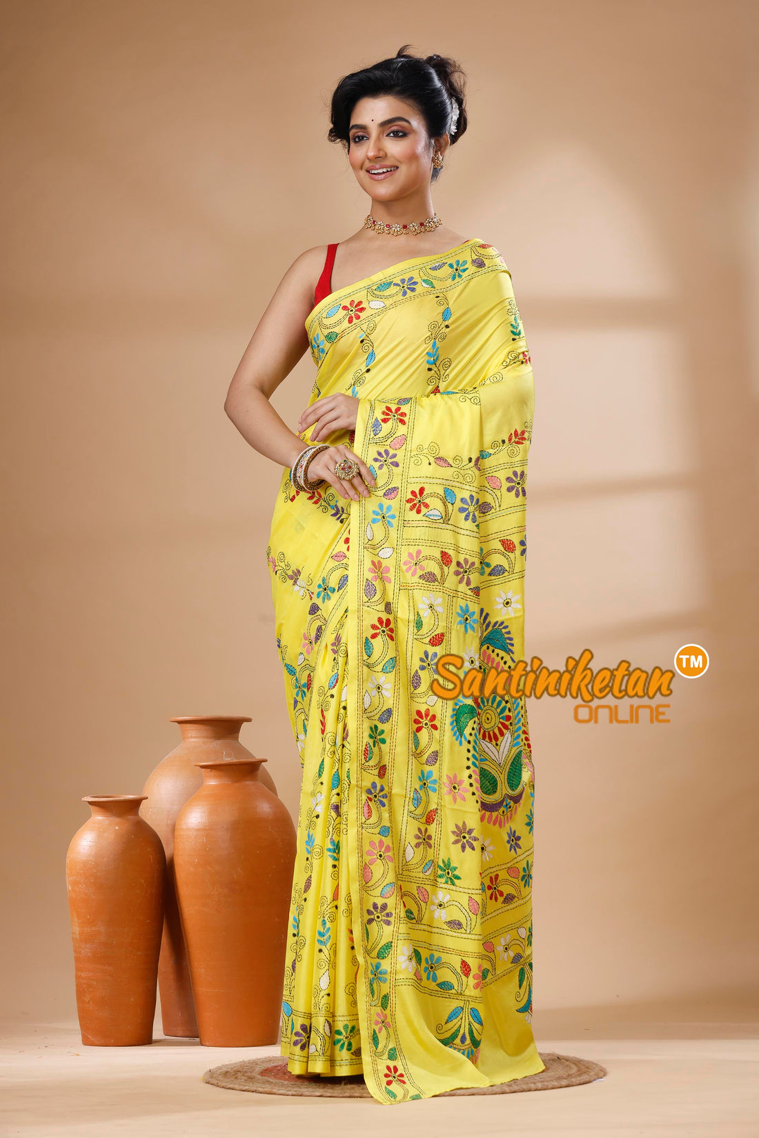 Bangalore Silk Kantha Stitch Saree SN202626036