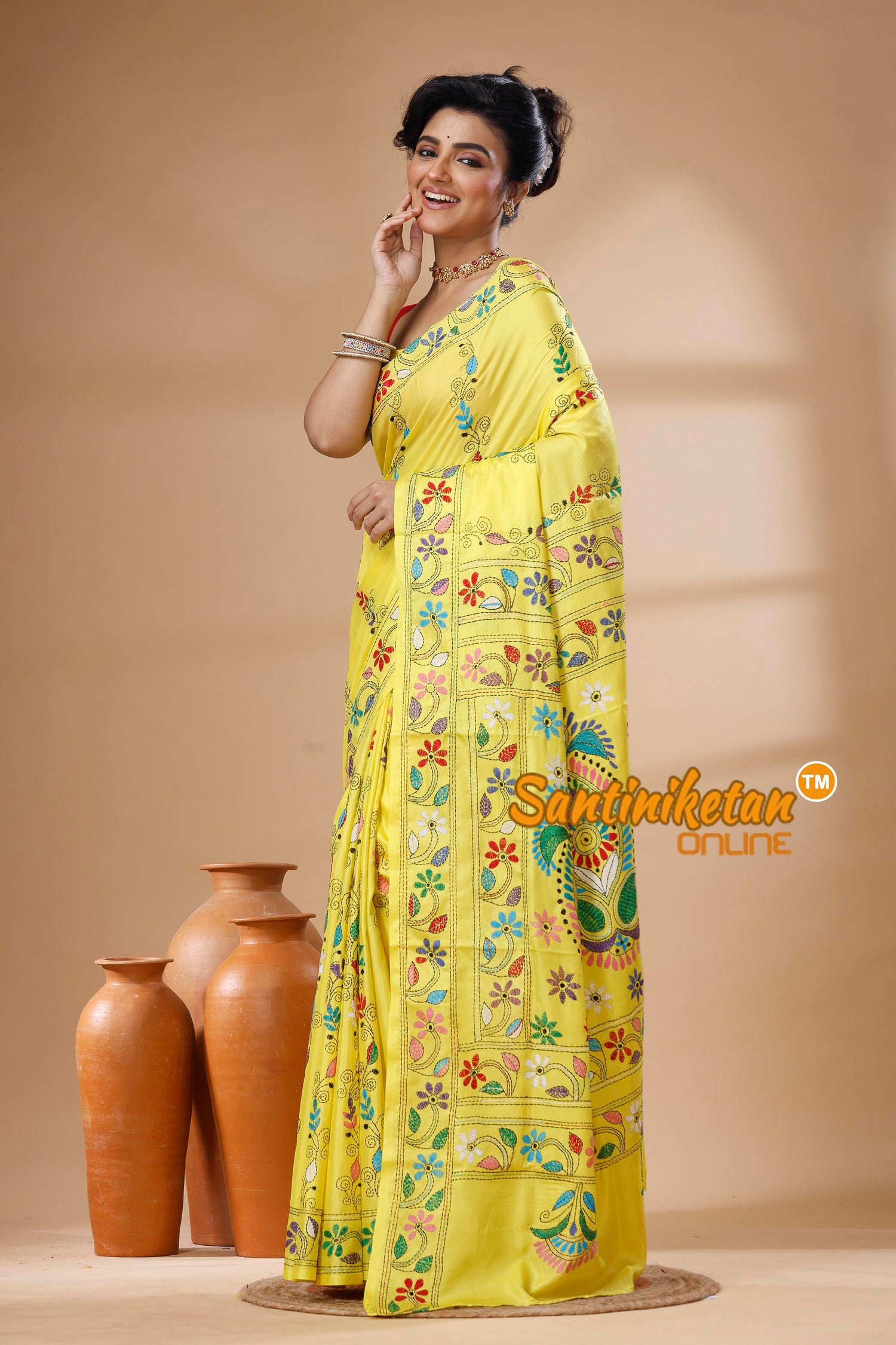 Bangalore Silk Kantha Stitch Saree SN202626036