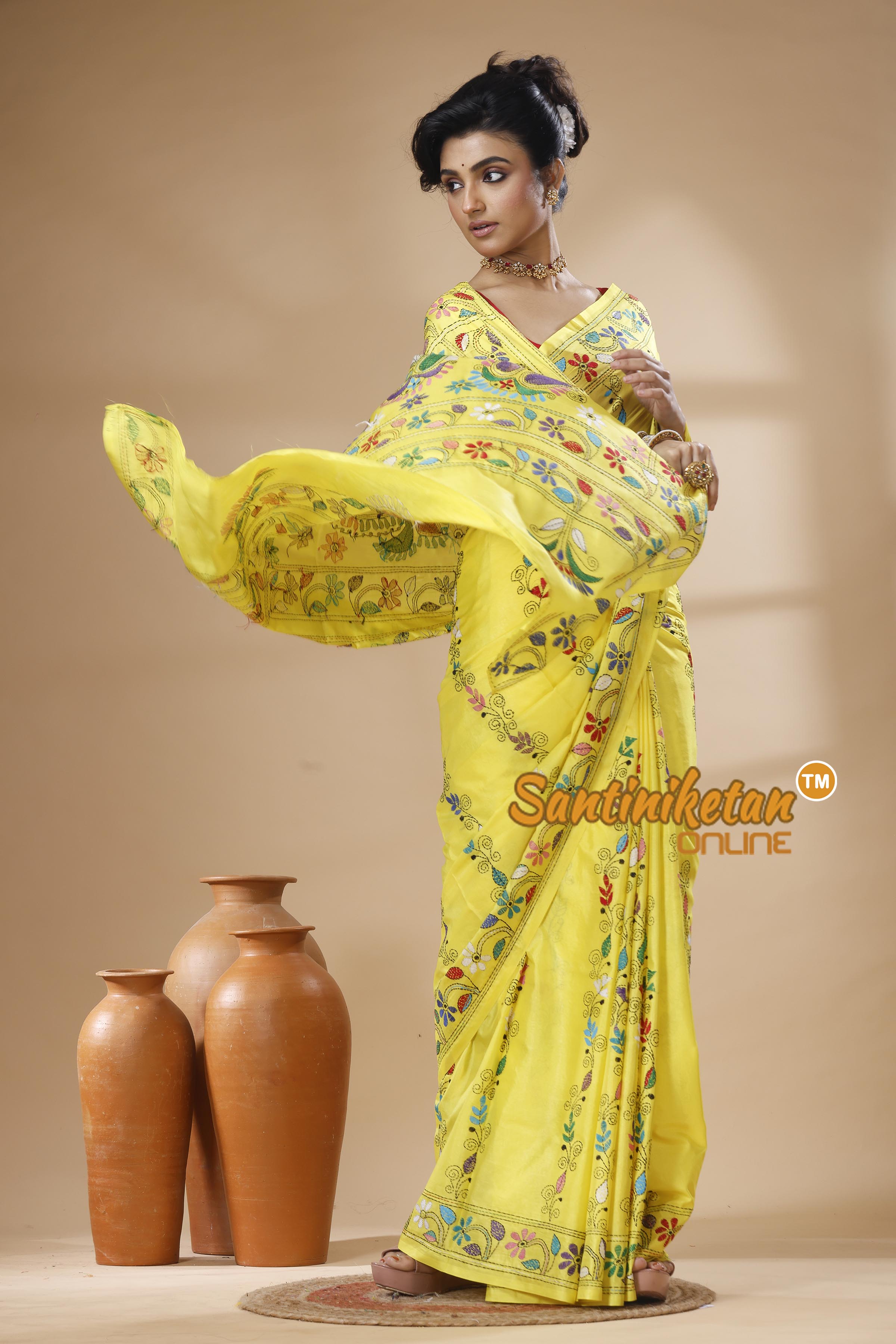 Bangalore Silk Kantha Stitch Saree SN202626036