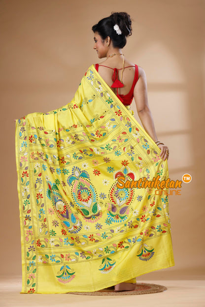 Bangalore Silk Kantha Stitch Saree SN202626036