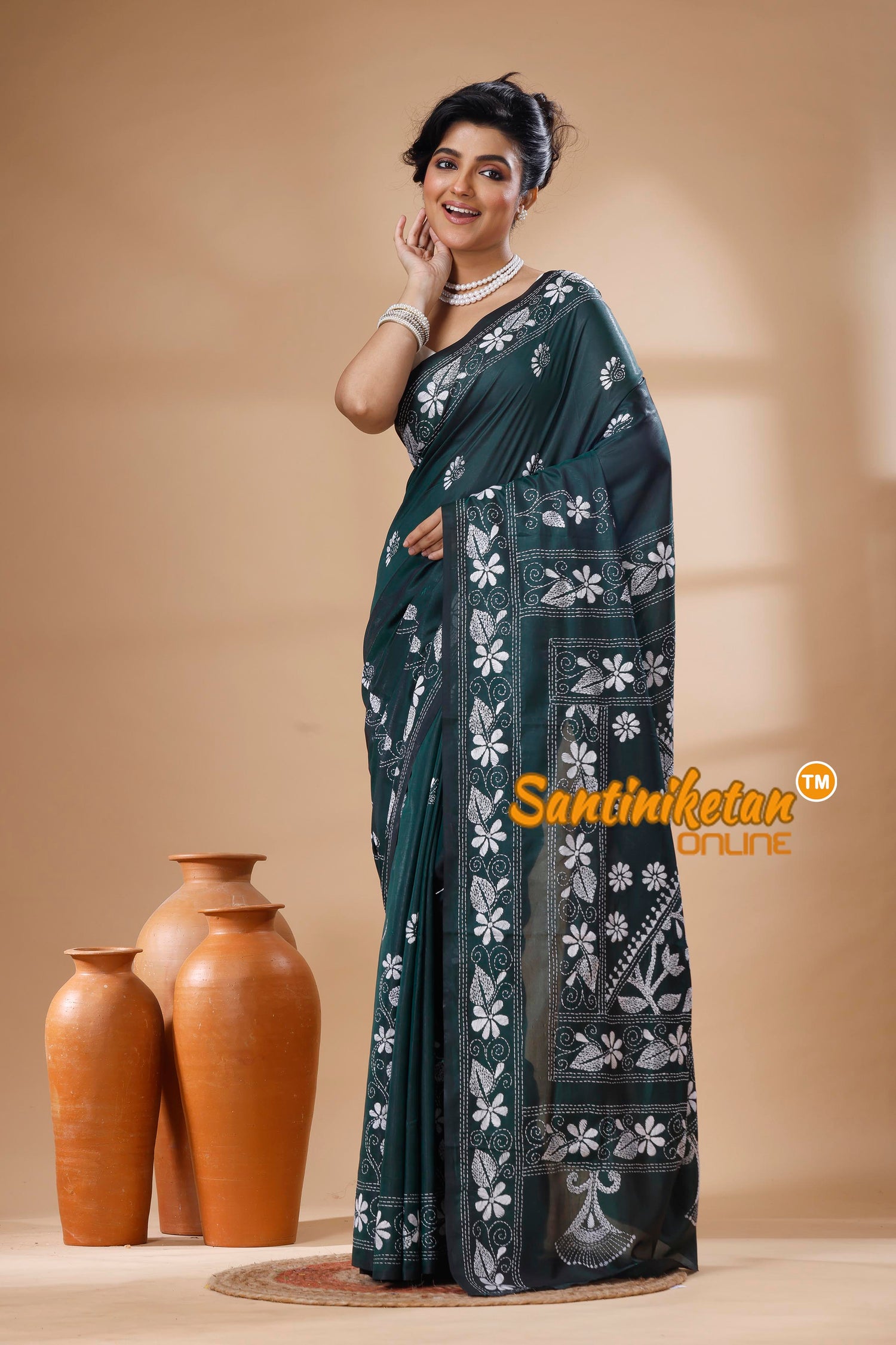 Bangalore Silk Kantha Stitch Saree SN202626048