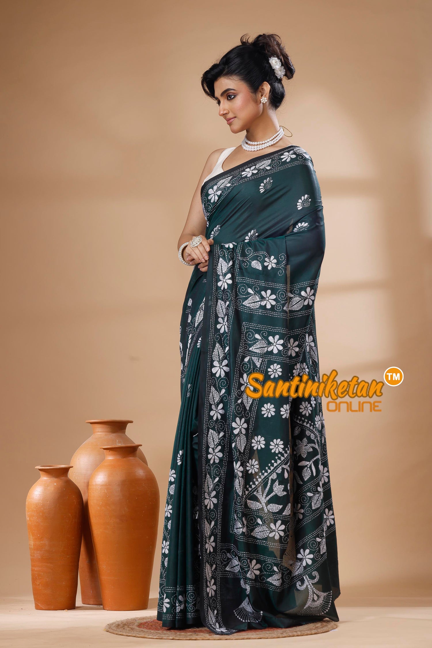 Bangalore Silk Kantha Stitch Saree SN202626048