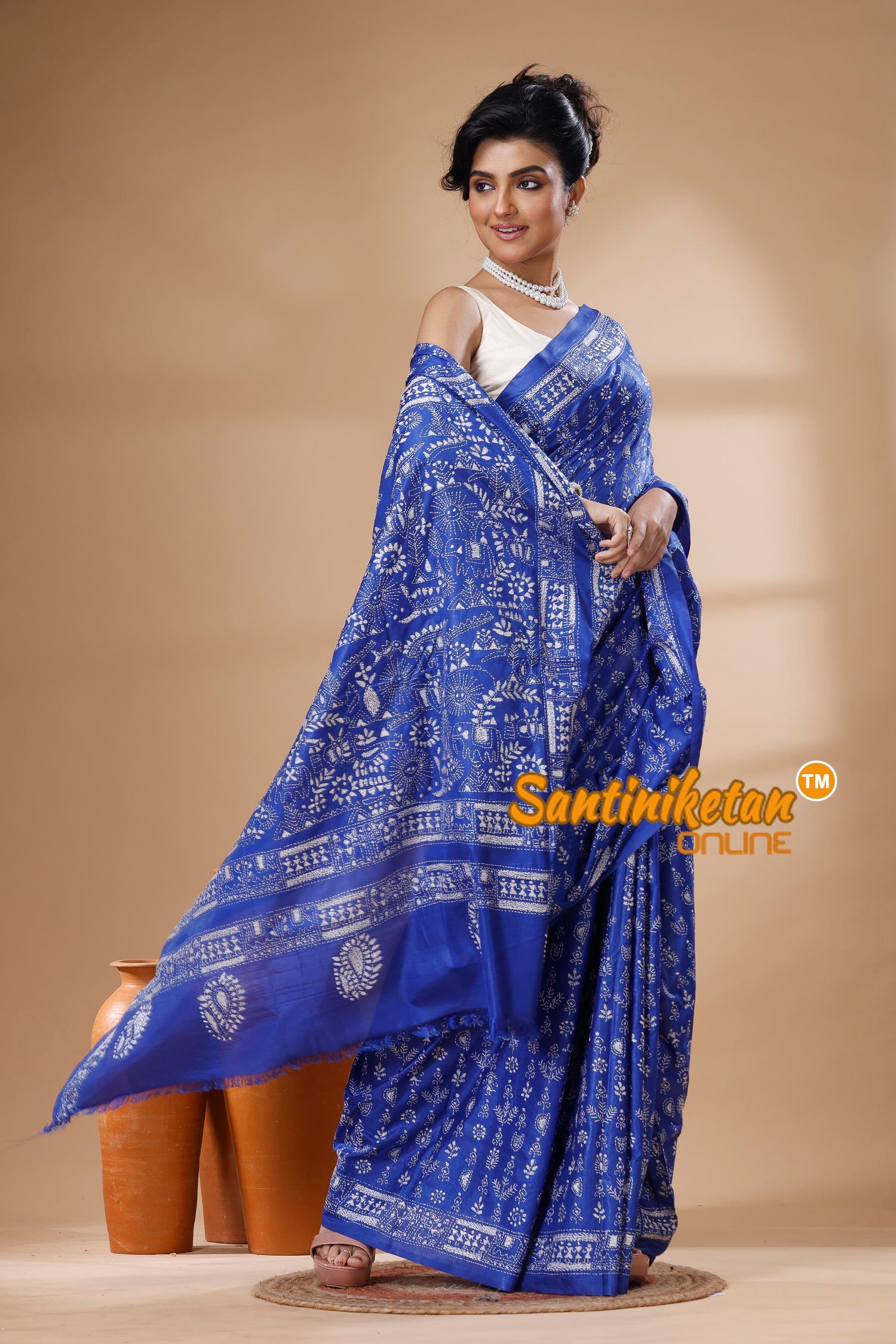 Bangalore Silk Kantha Stitch Saree SN202626060