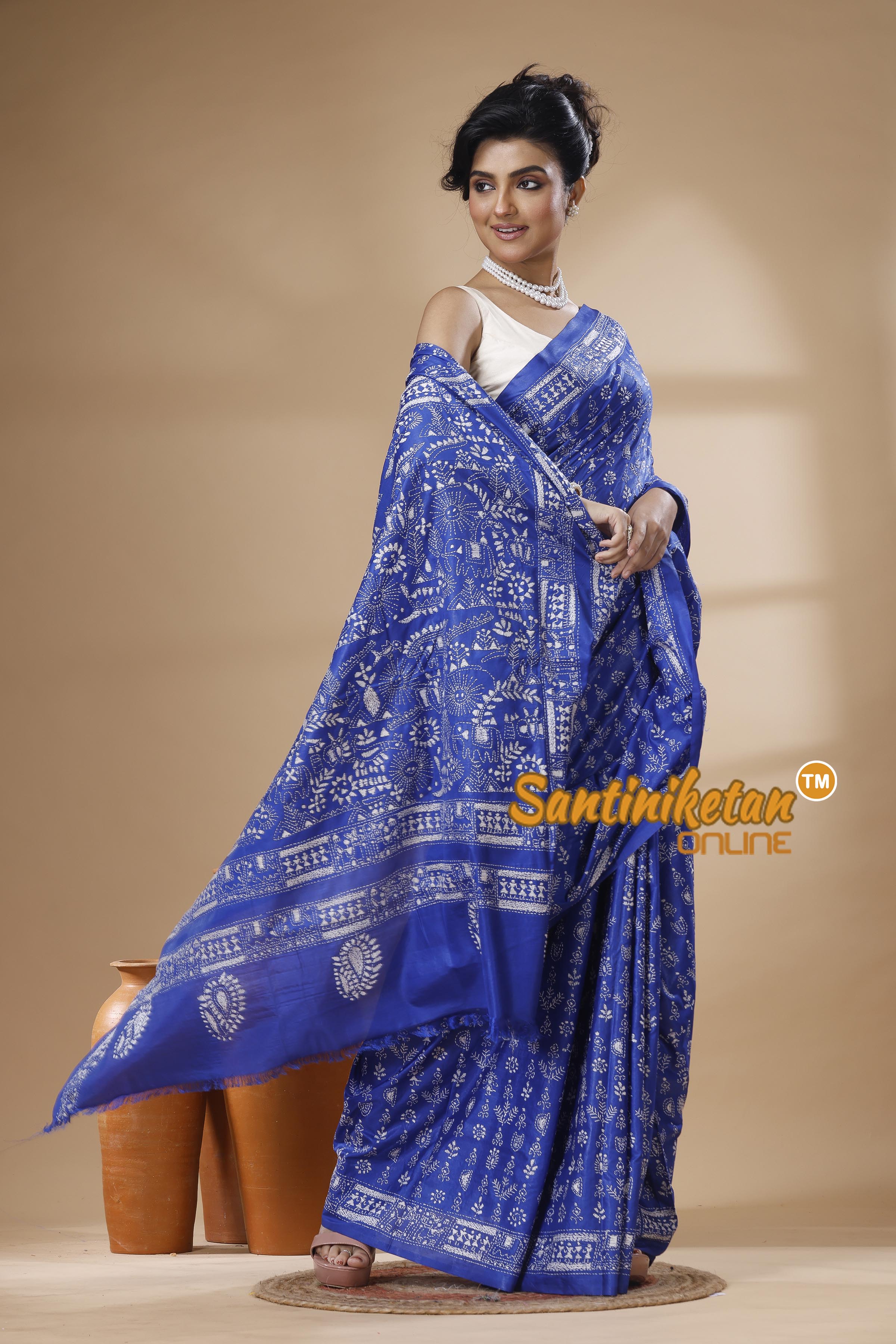 Bangalore Silk Kantha Stitch Saree SN202626060