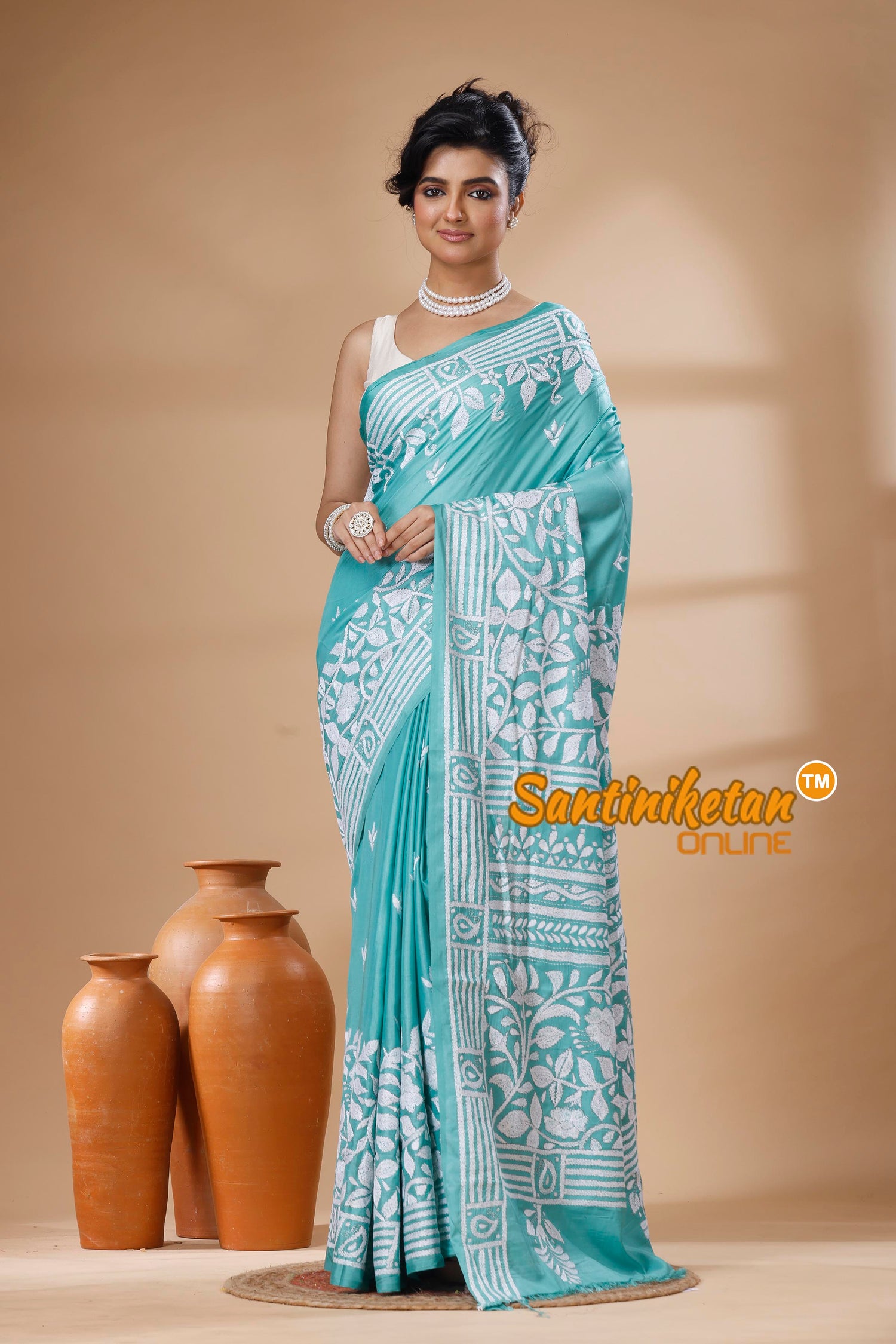 Bangalore Silk Kantha Stitch Saree SN202626066