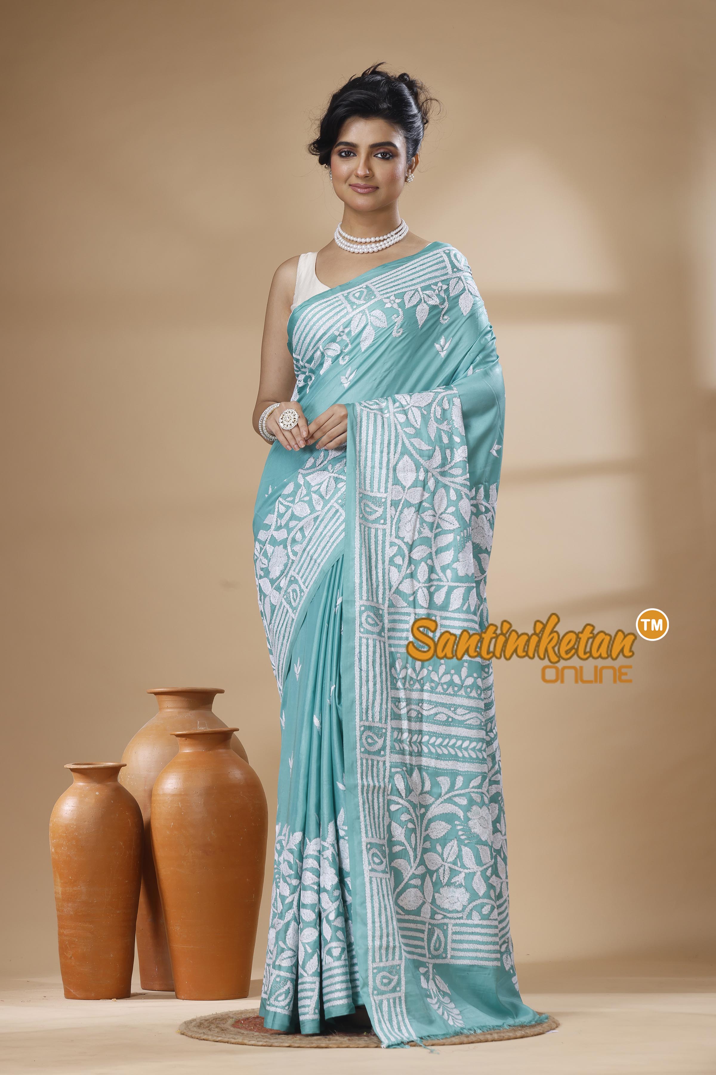 Bangalore Silk Kantha Stitch Saree SN202626066