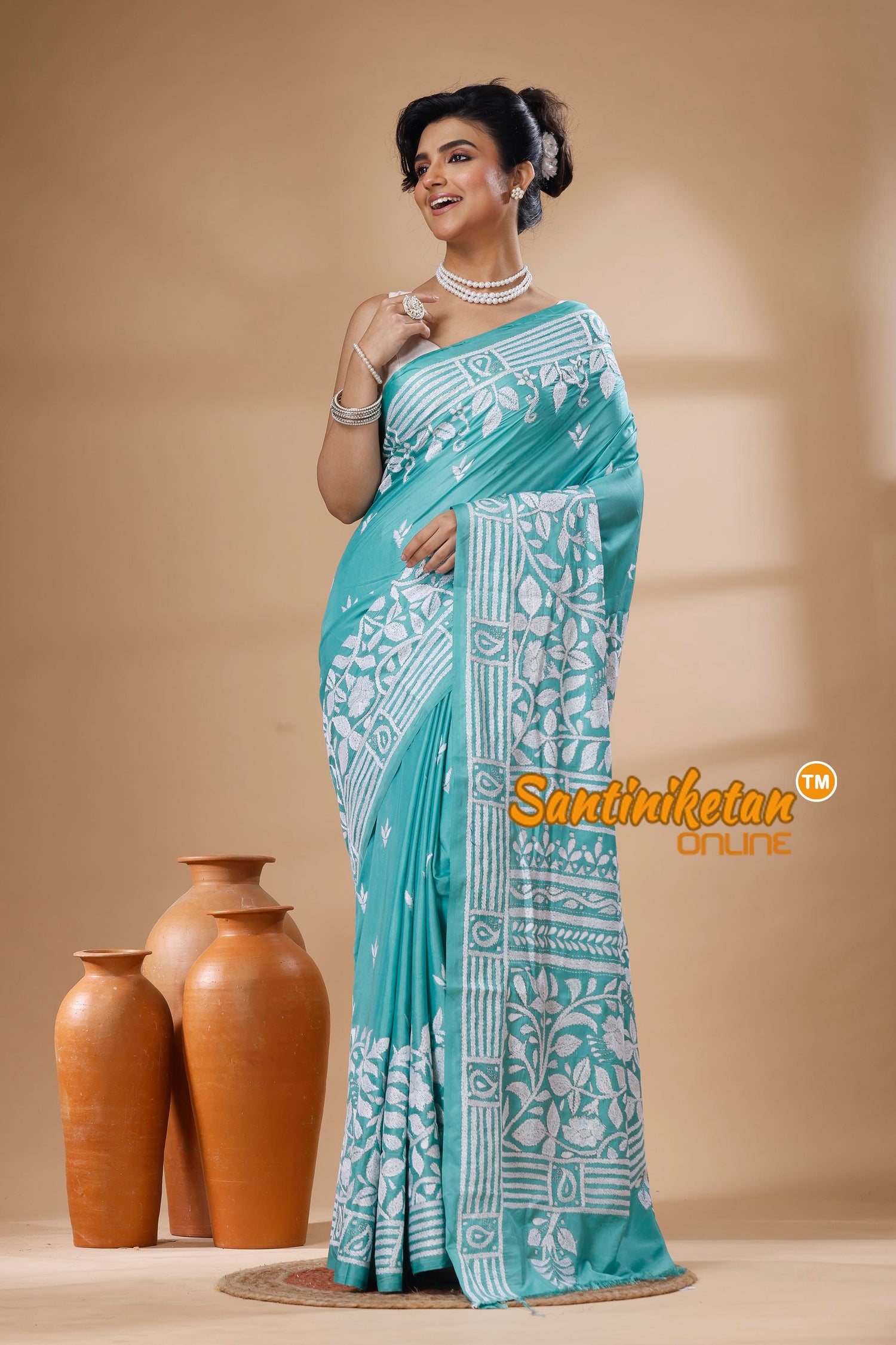 Bangalore Silk Kantha Stitch Saree SN202626066