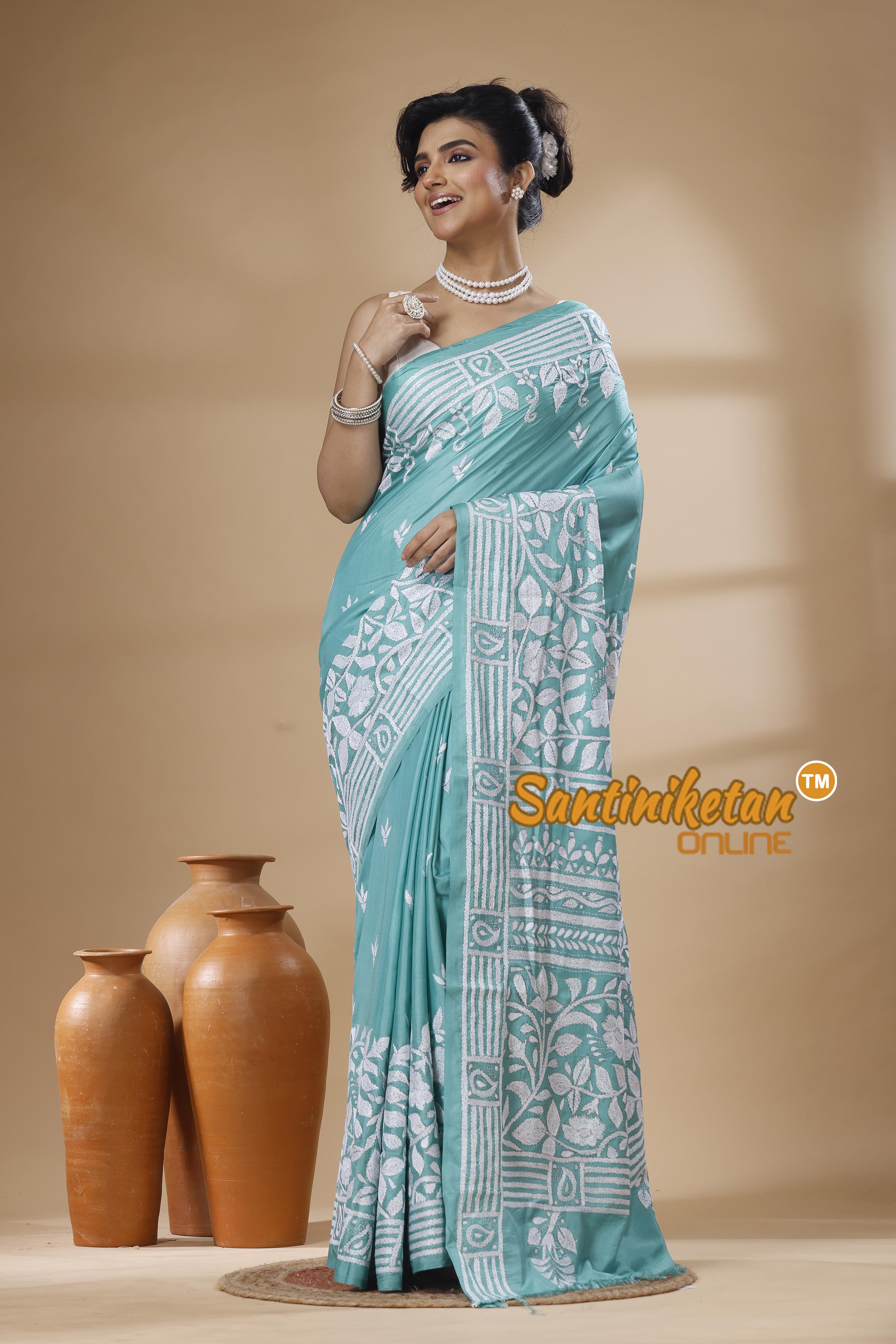 Bangalore Silk Kantha Stitch Saree SN202626066