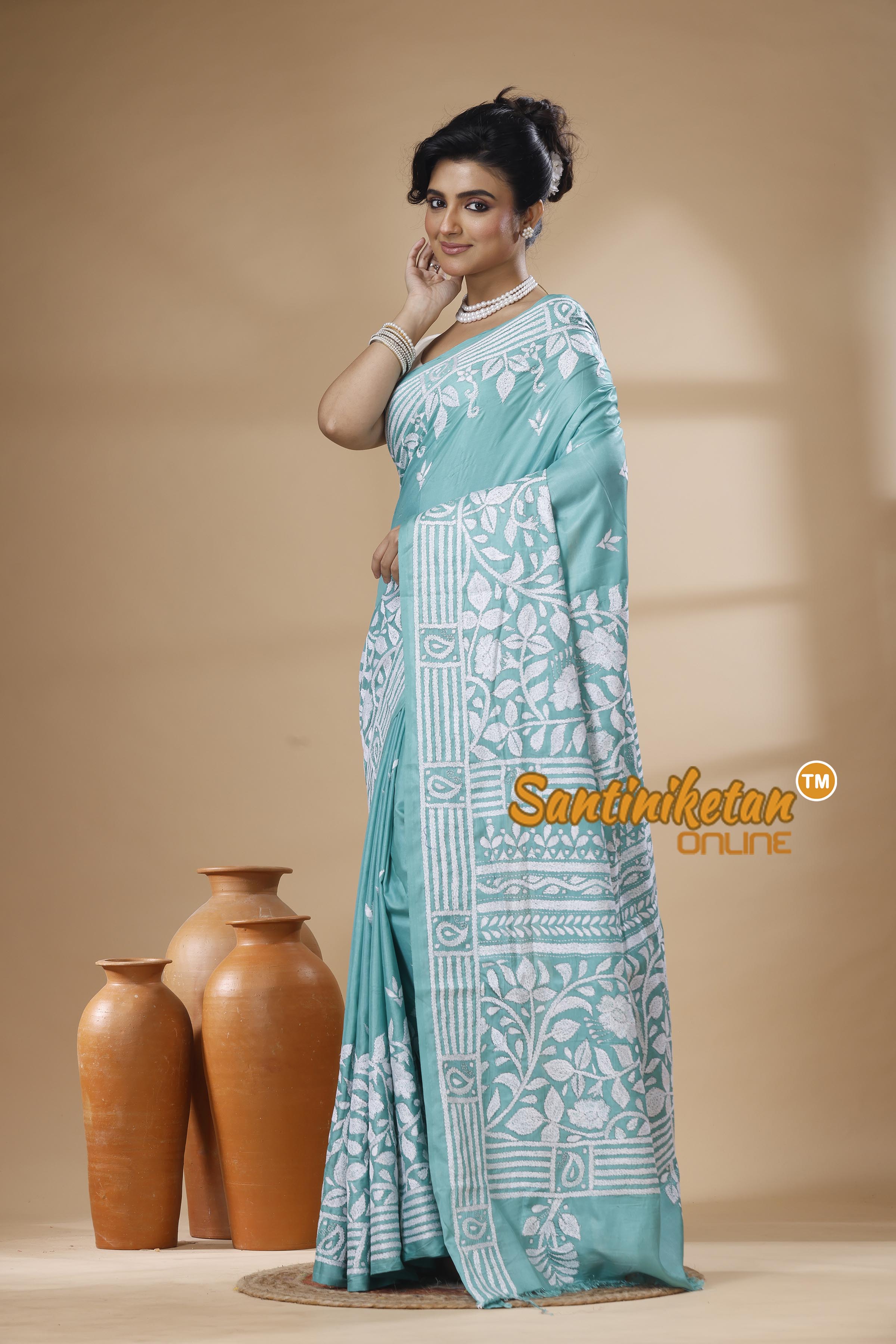 Bangalore Silk Kantha Stitch Saree SN202626066