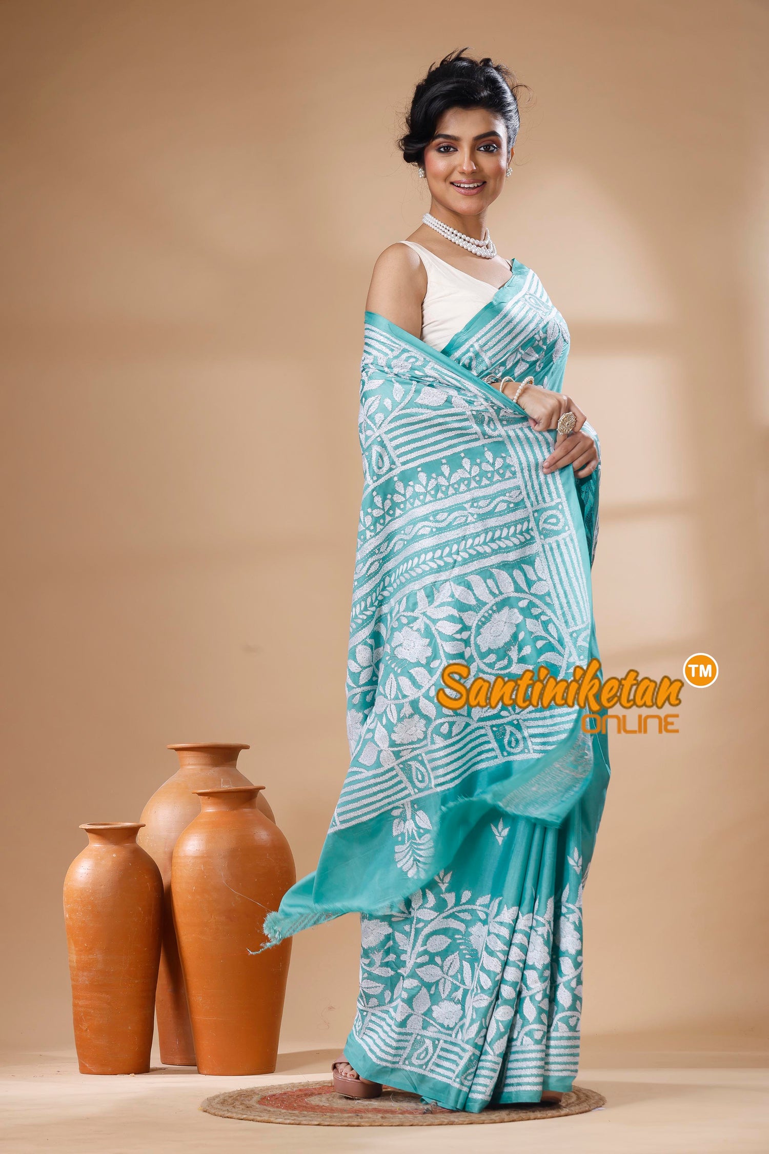 Bangalore Silk Kantha Stitch Saree SN202626066