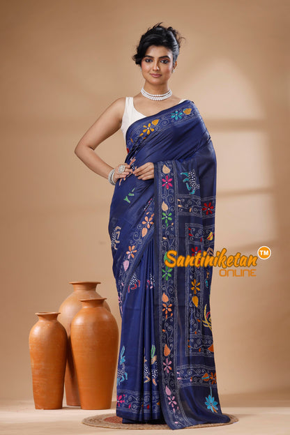 Bangalore Silk Kantha Stitch Saree SN202626078
