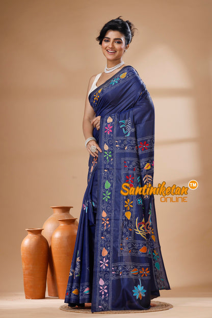 Bangalore Silk Kantha Stitch Saree SN202626078