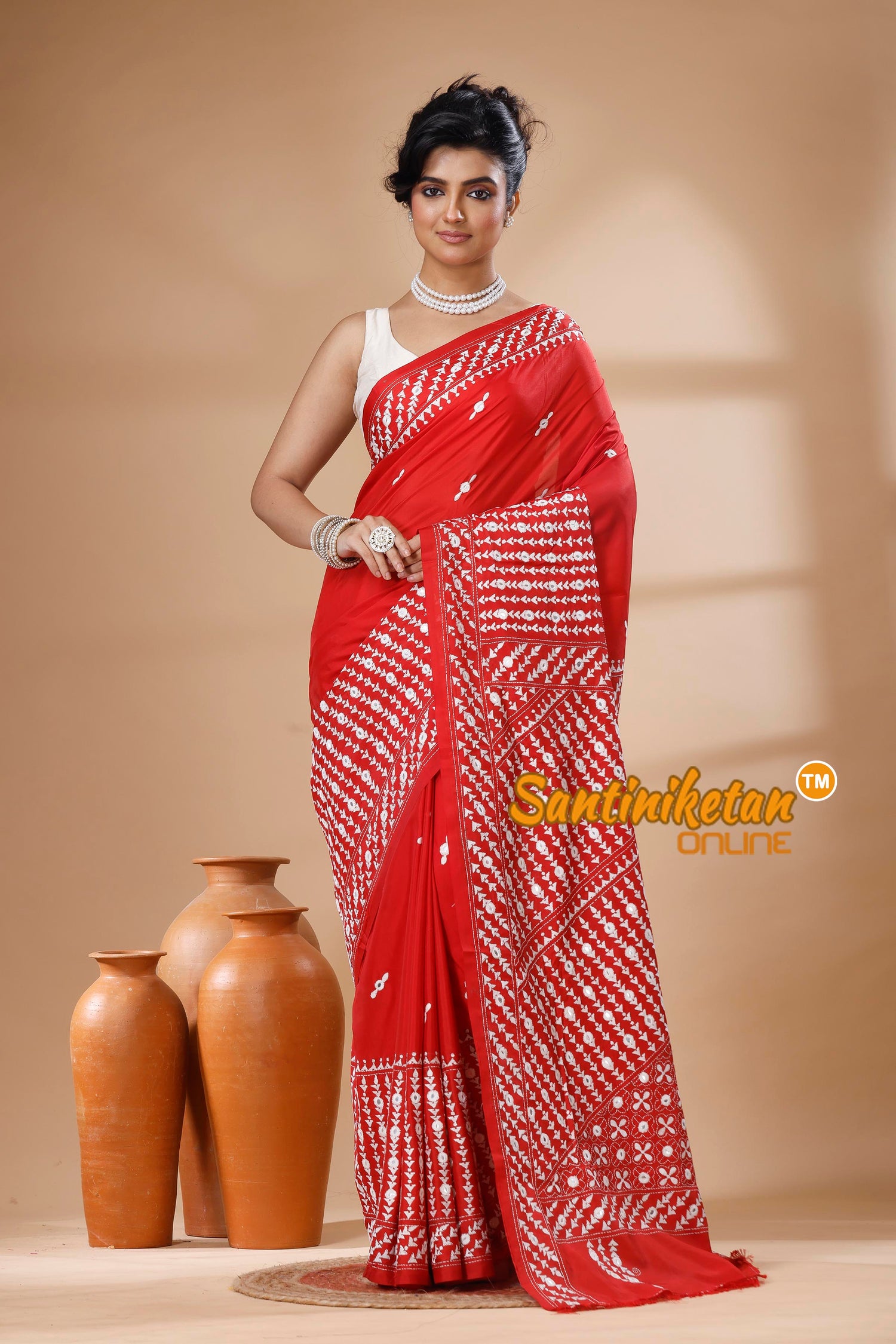 Bangalore Silk Kantha Stitch Saree SN202626084