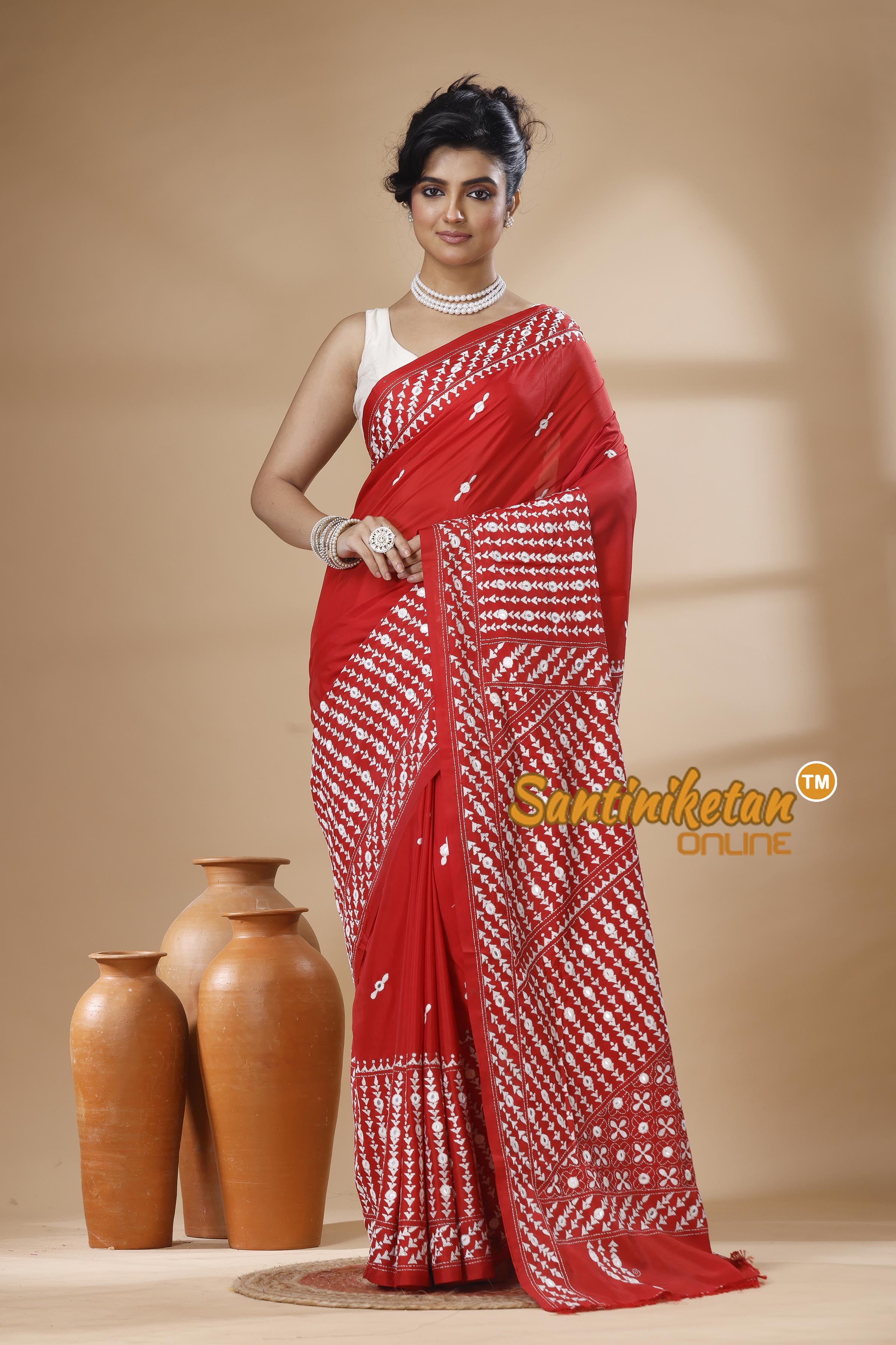 Bangalore Silk Kantha Stitch Saree SN202626084
