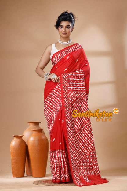 Bangalore Silk Kantha Stitch Saree SN202626084