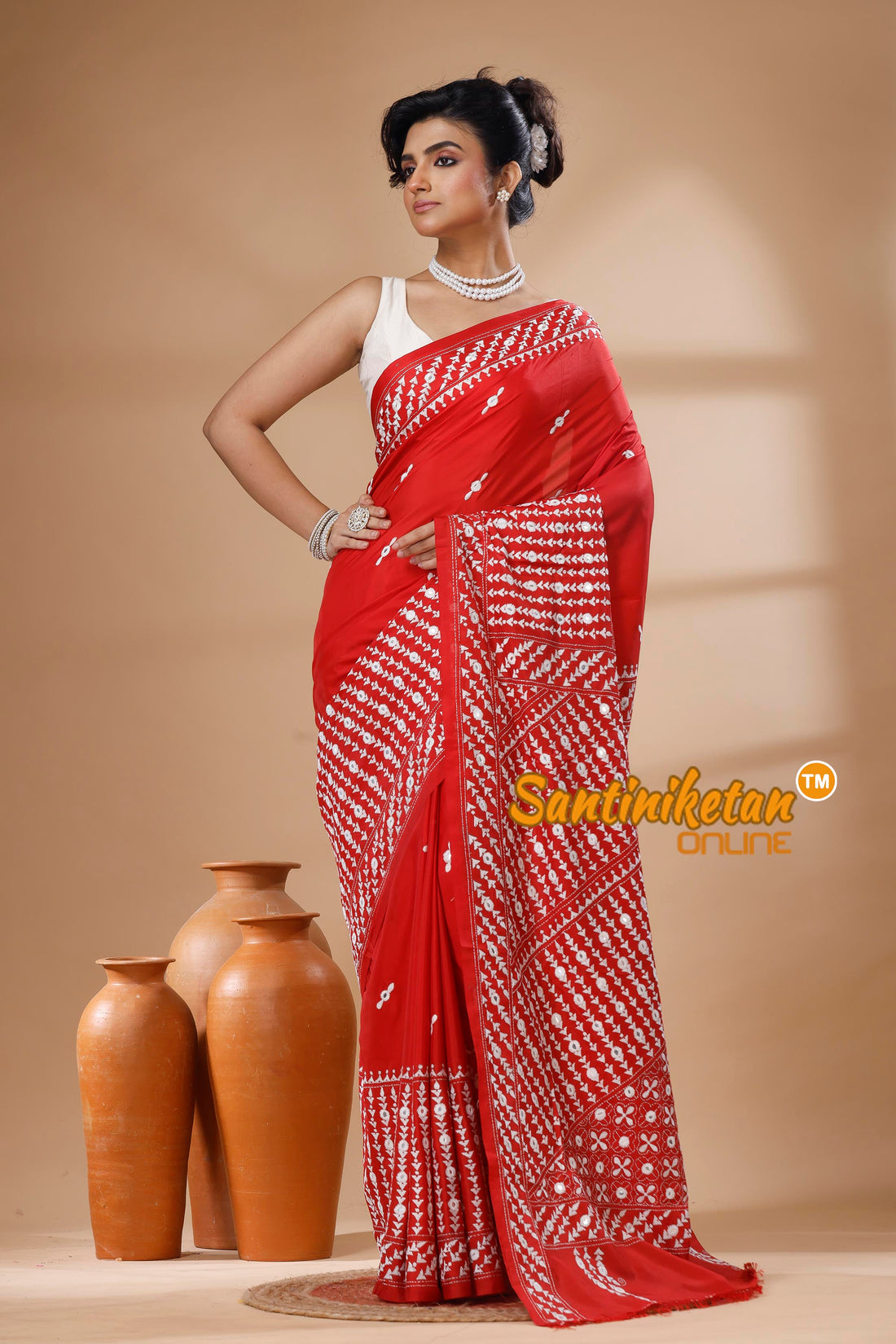Bangalore Silk Kantha Stitch Saree SN202626084