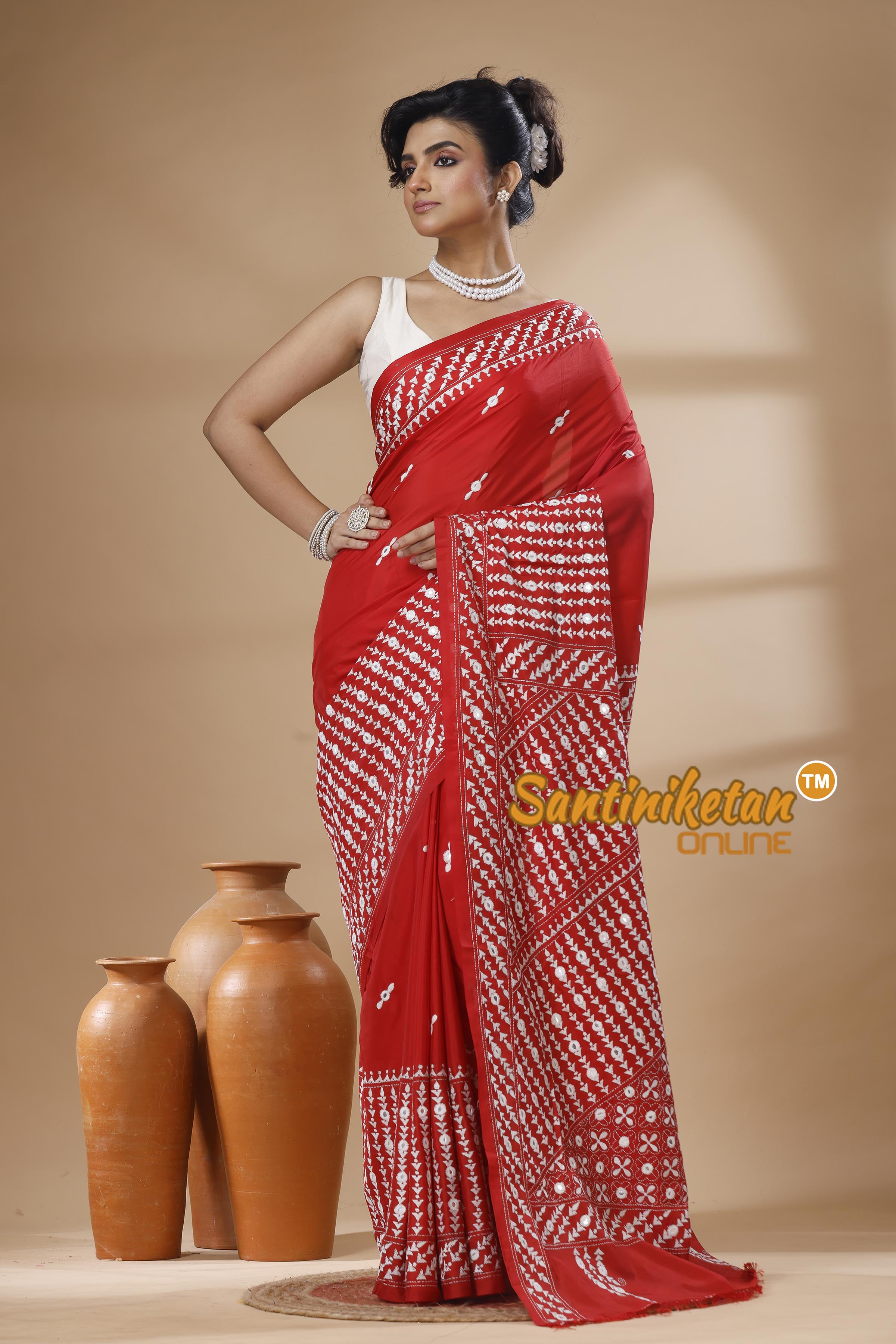 Bangalore Silk Kantha Stitch Saree SN202626084