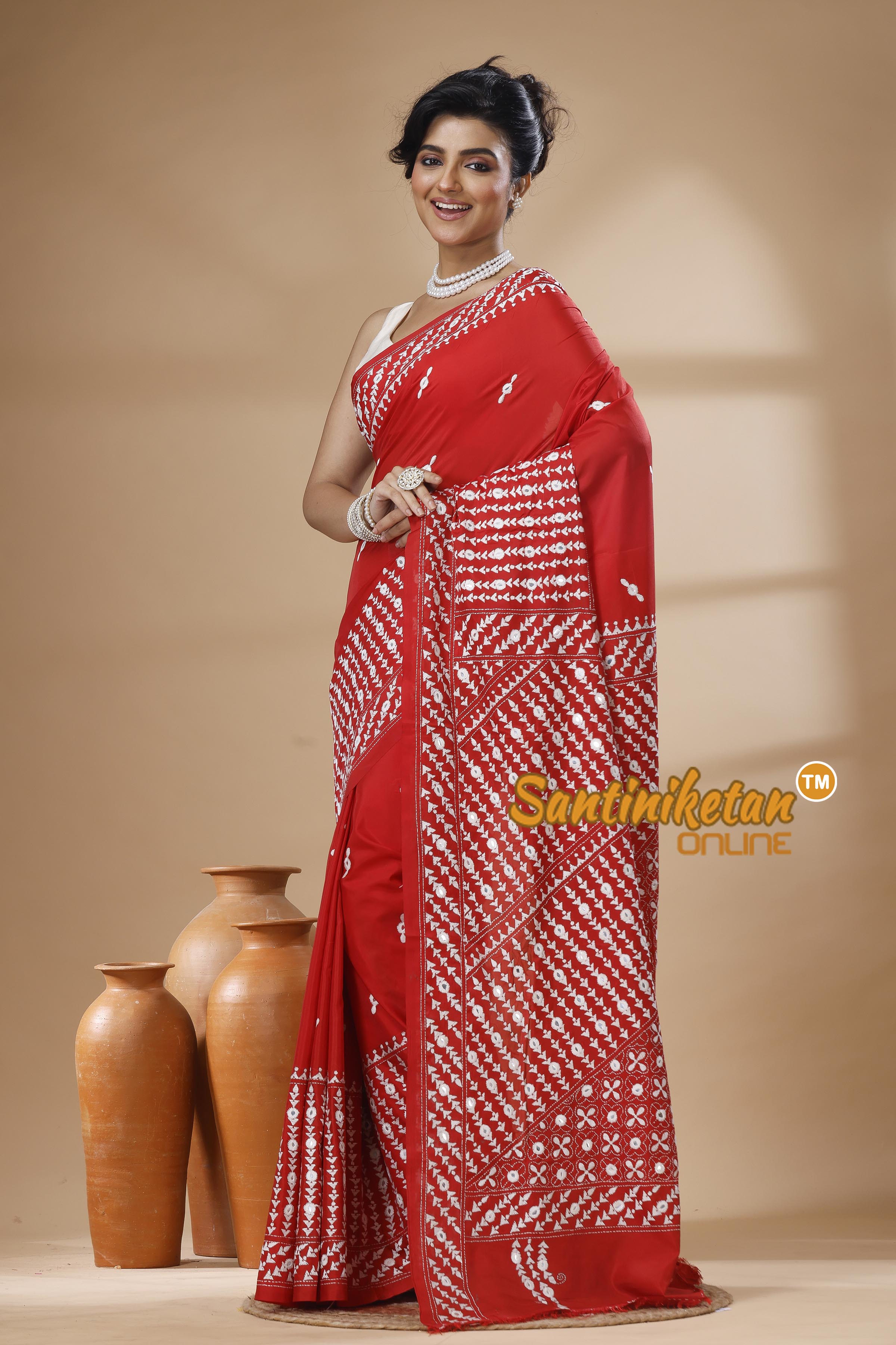 Bangalore Silk Kantha Stitch Saree SN202626084